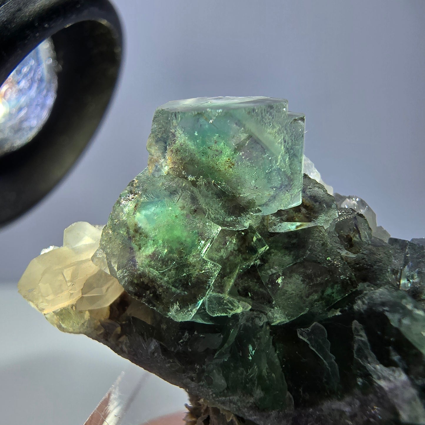 Seltene Phantom Fluorit Würfel, Quarz Stufe, grün Okorusu, Namibia 41*20*20mm