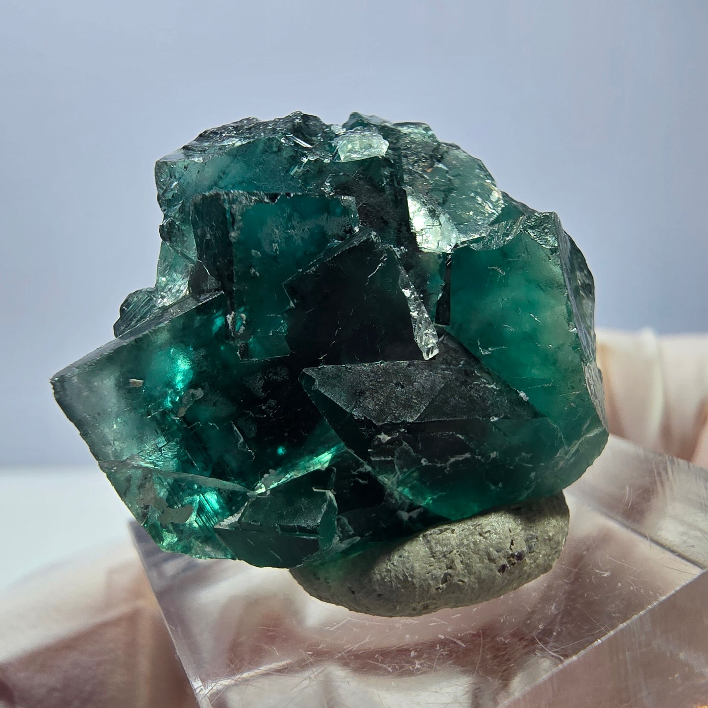 Spécimen de cube de fluorite fantôme, vert parqueté Okorusu, Namibie 28*24*17mm