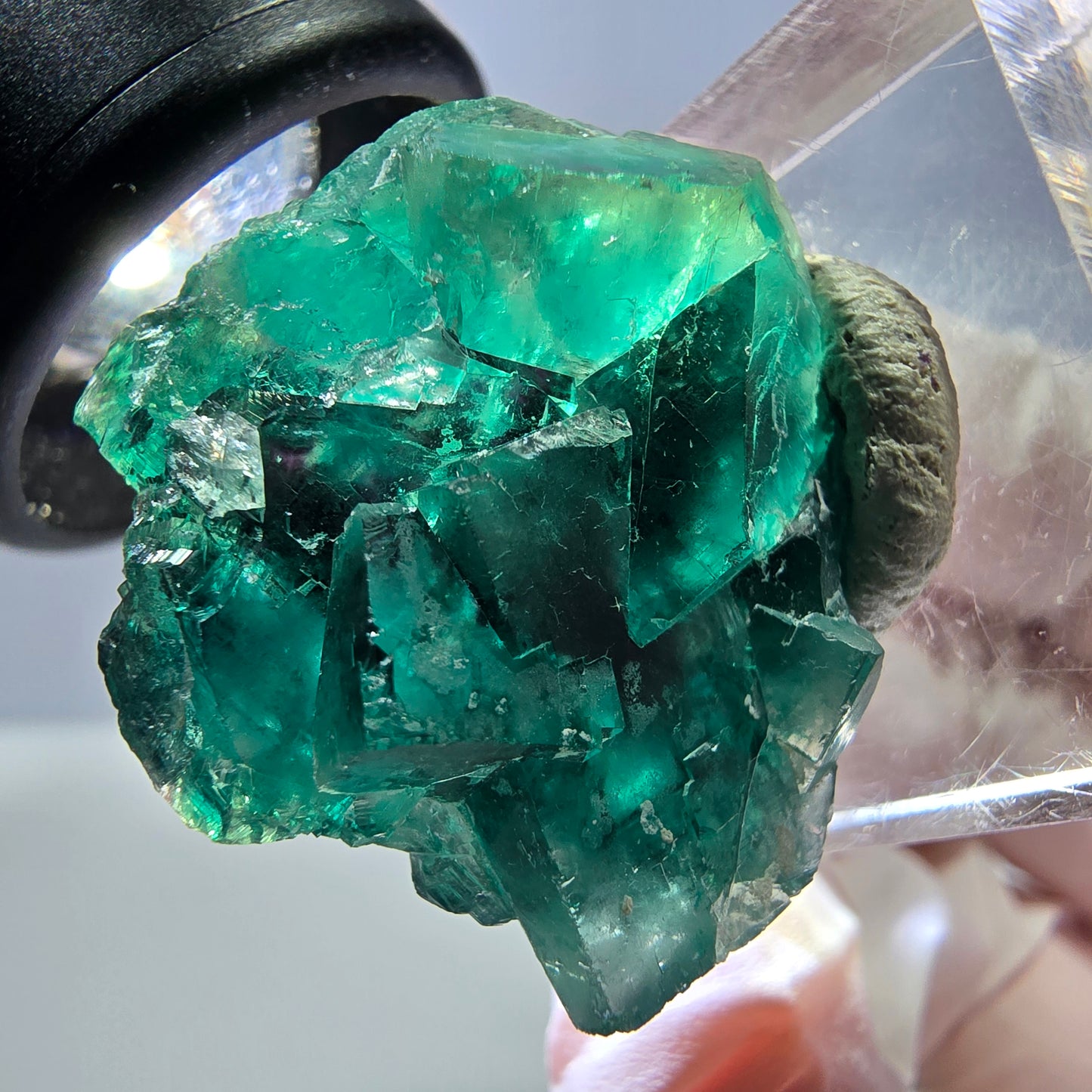 Spécimen de cube de fluorite fantôme, vert parqueté Okorusu, Namibie 28*24*17mm