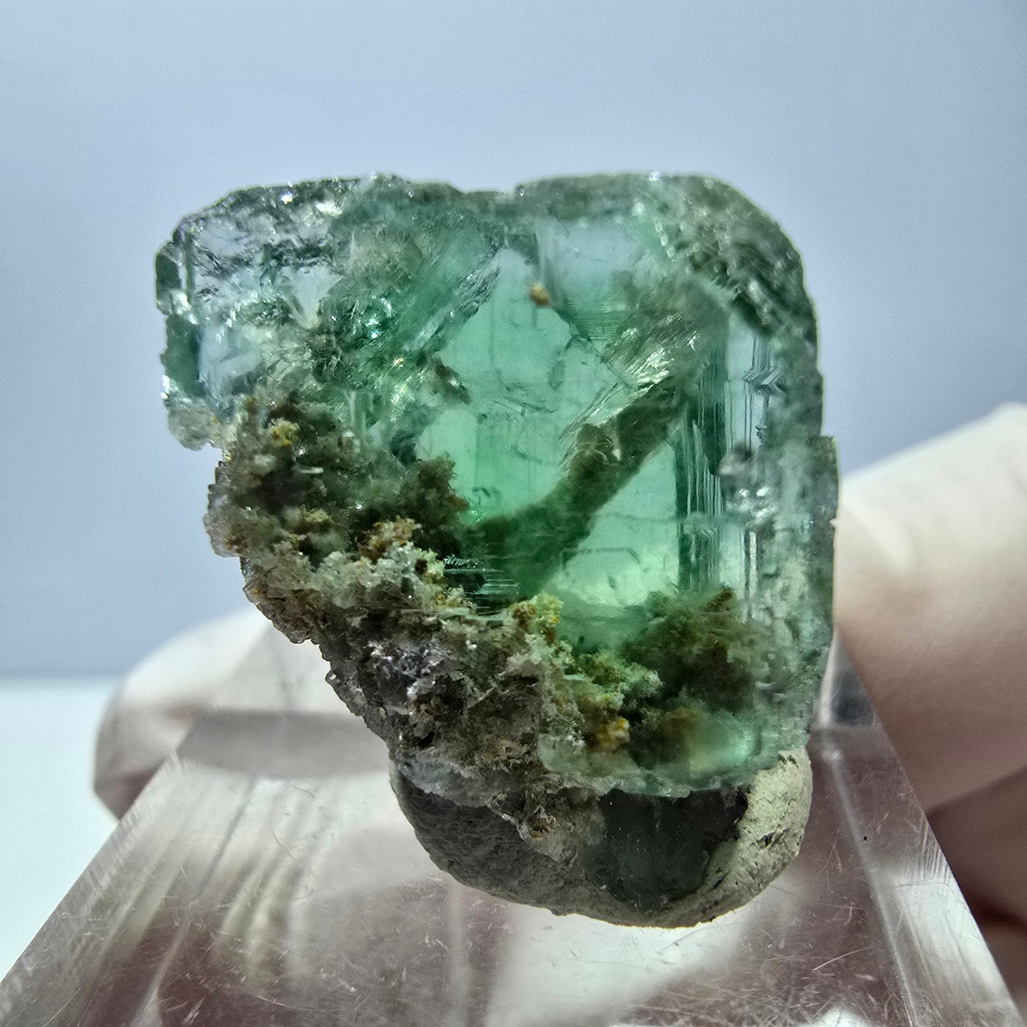 Spécimen de cube de fluorite fantôme, vert parqueté Okorusu, Namibie 22*20*19mm