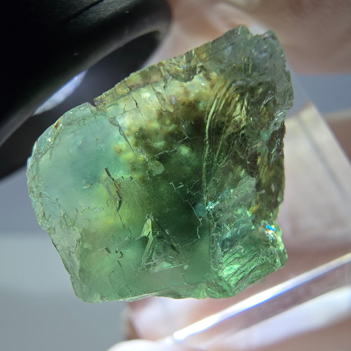 Spécimen de cube de fluorite fantôme, vert parqueté Okorusu, Namibie 22*20*19mm