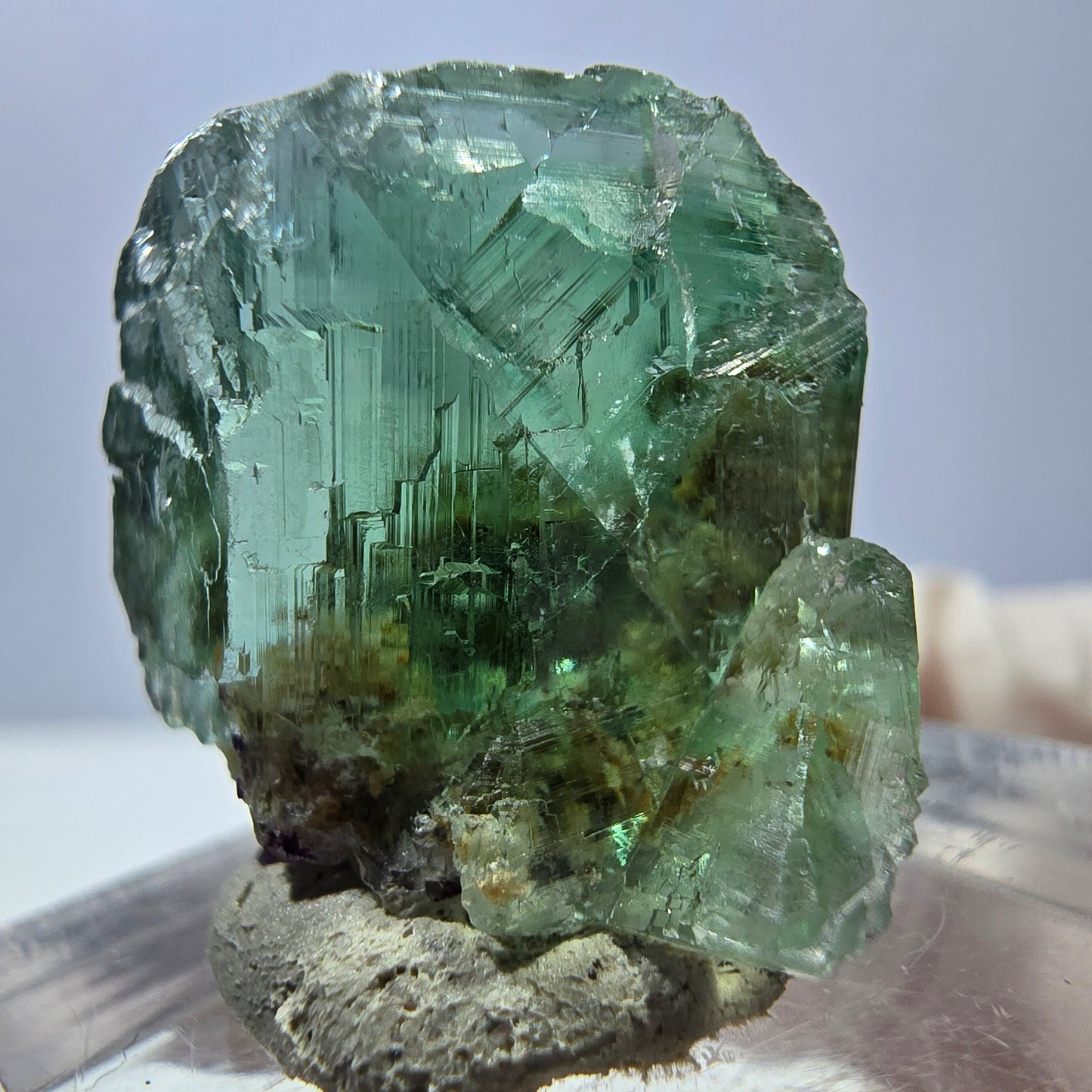 Spécimen de cube de fluorite fantôme, vert parqueté Okorusu, Namibie 22*20*19mm