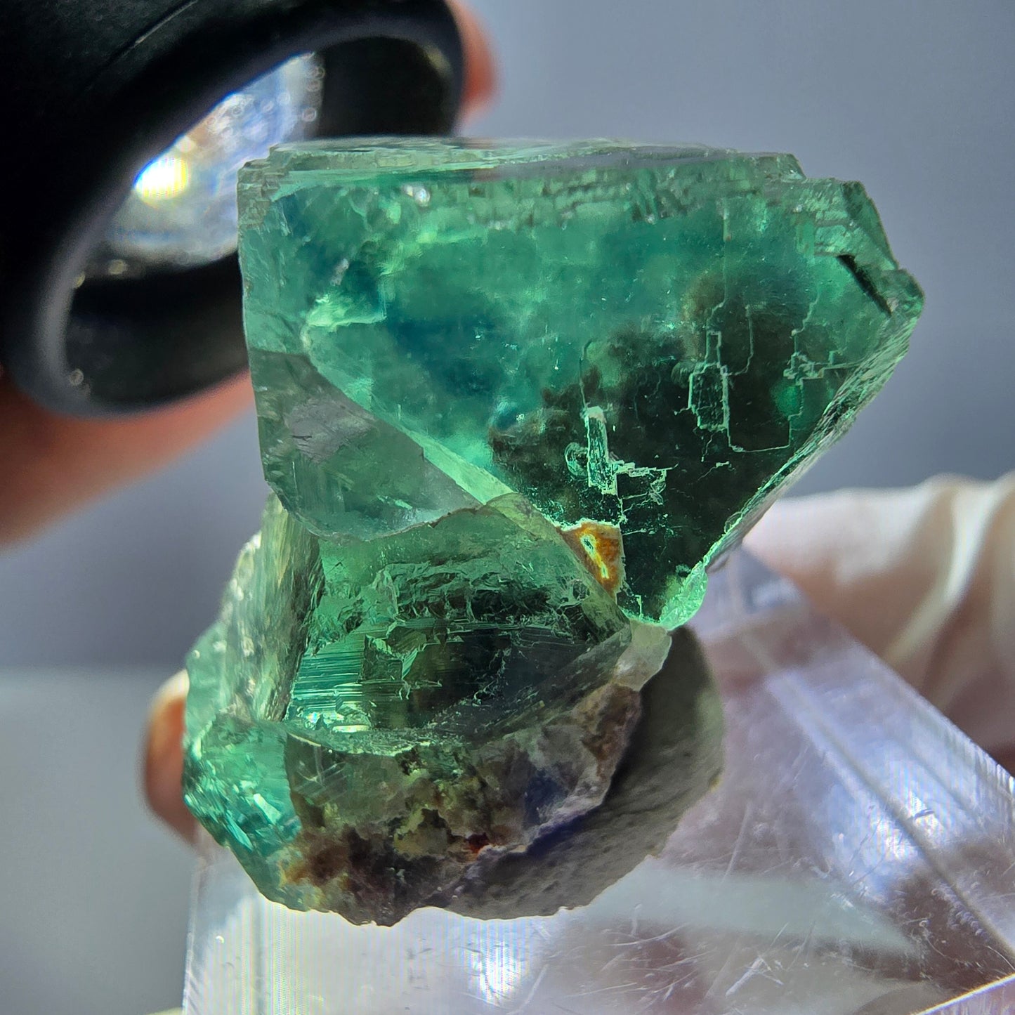 Spécimen de cube de fluorite fantôme, vert parqueté Okorusu, Namibie 27*20*19mm