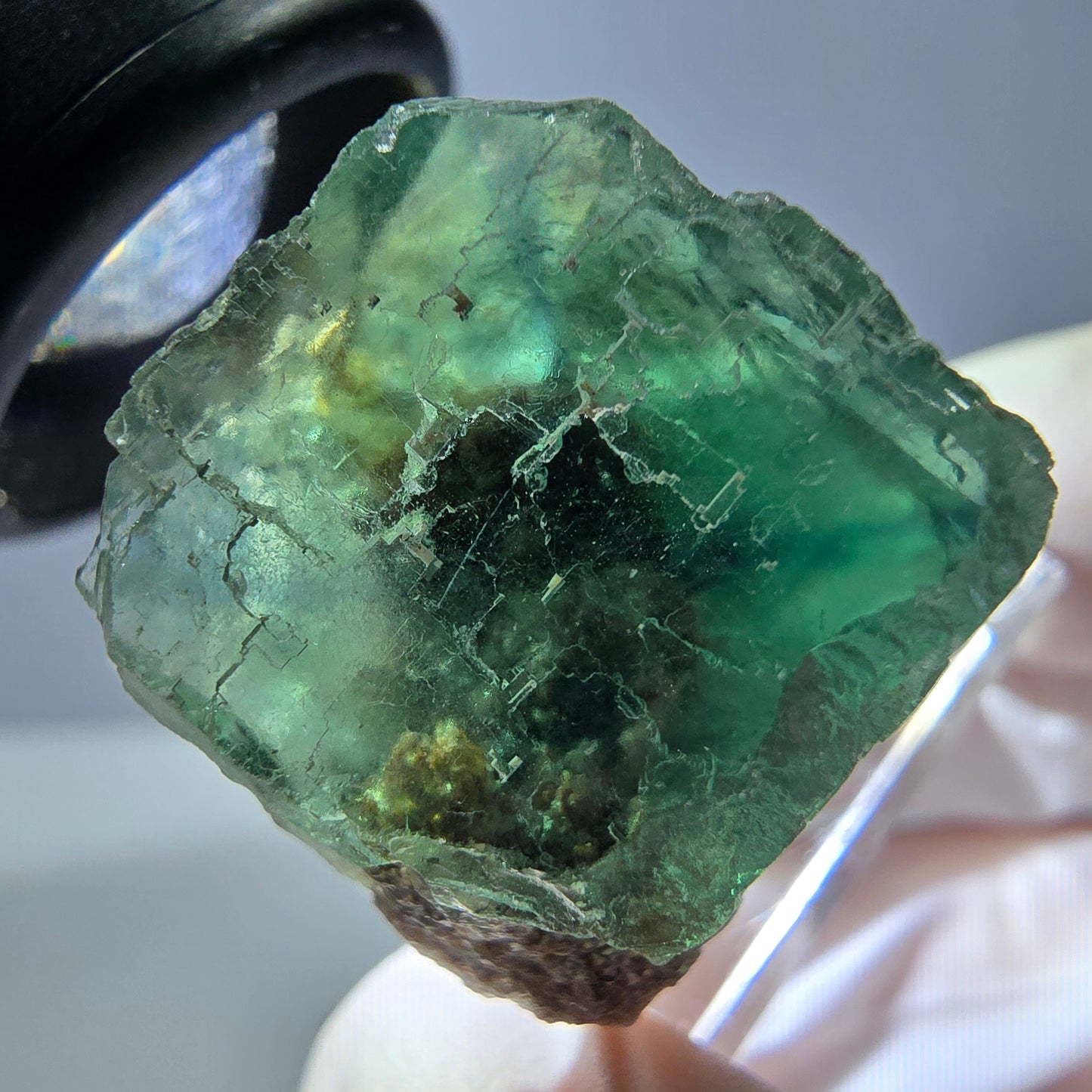 Spécimen de cube de fluorite fantôme, vert parqueté Okorusu, Namibie 27*20*19mm
