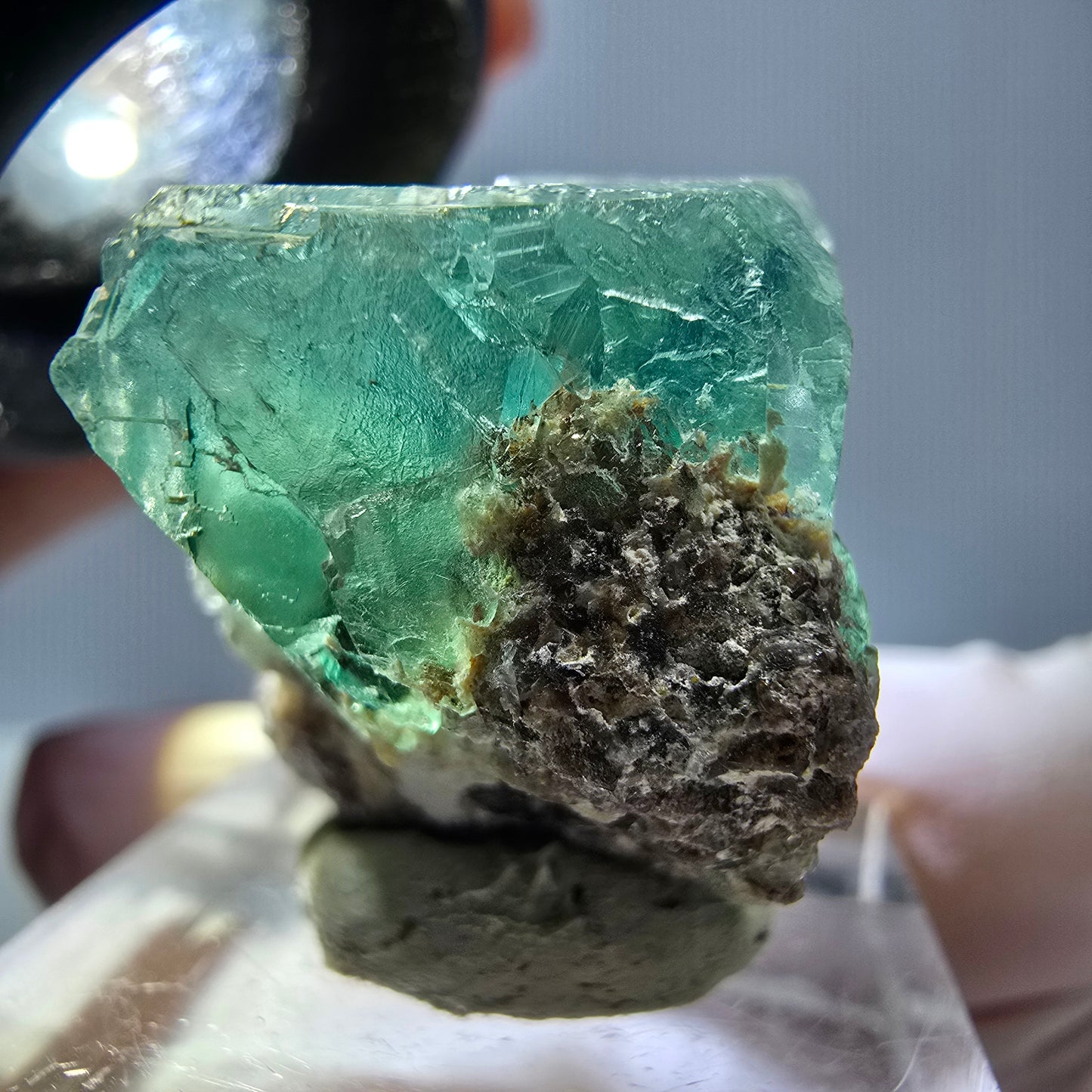 Spécimen de cube de fluorite fantôme, vert parqueté Okorusu, Namibie 27*20*19mm
