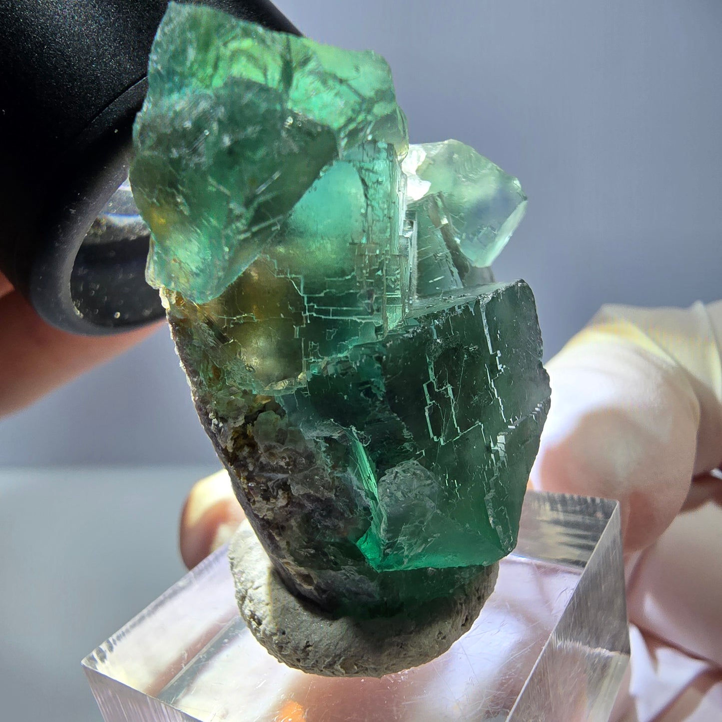 Spécimen de cube de fluorite fantôme, vert parqueté Okorusu, Namibie 39*31*16 mm