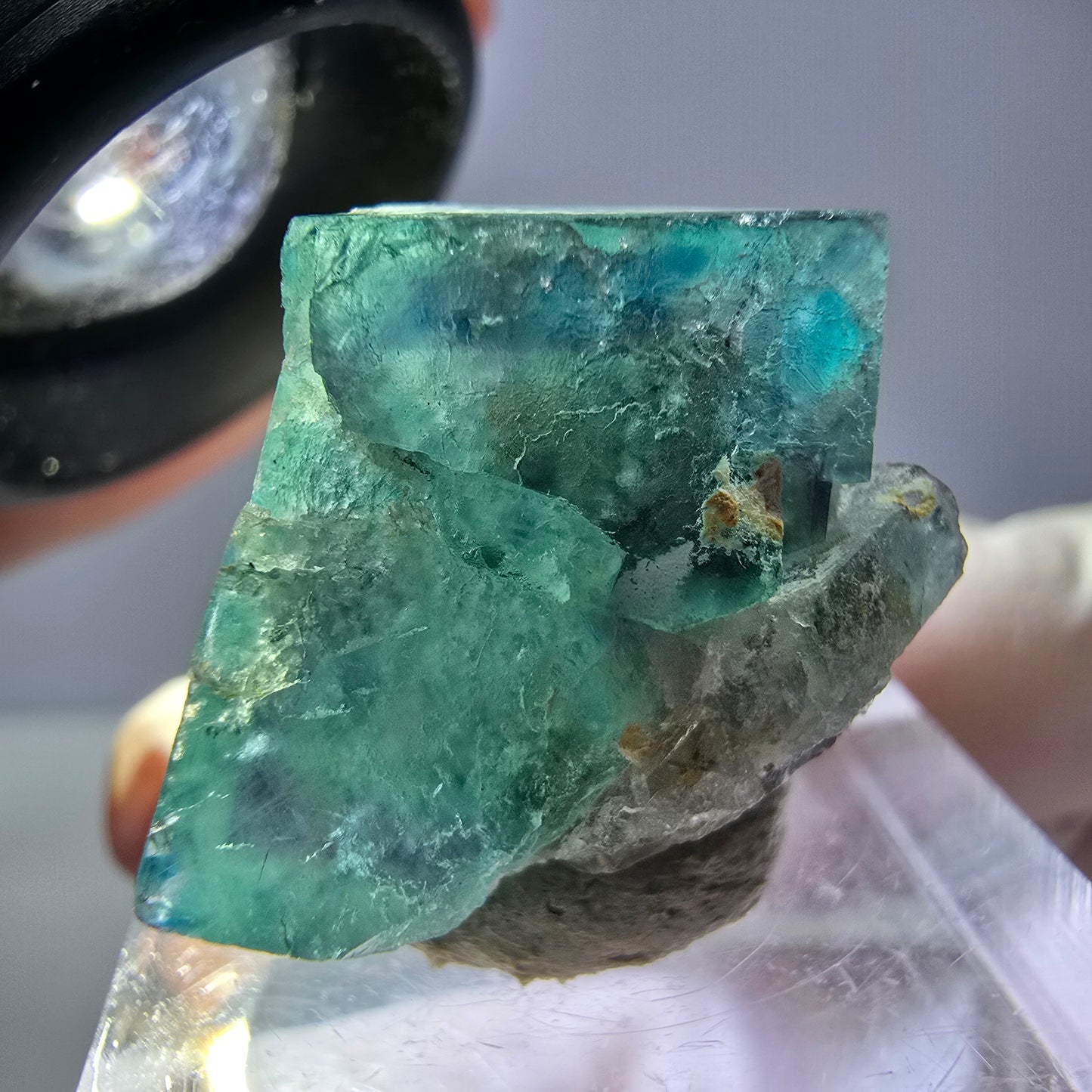 Spécimen de cube de fluorite fantôme, vert parqueté Okorusu, Namibie 22*20*20mm
