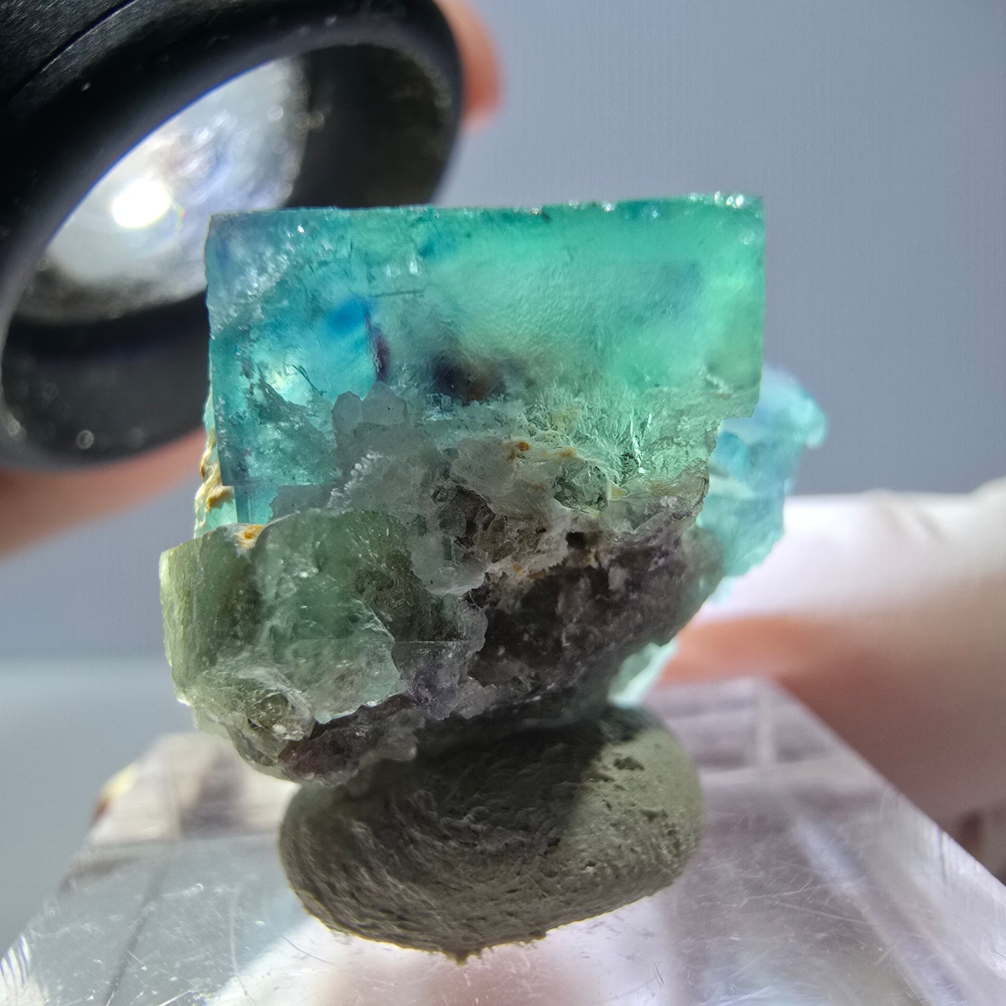 Spécimen de cube de fluorite fantôme, vert parqueté Okorusu, Namibie 22*20*20mm