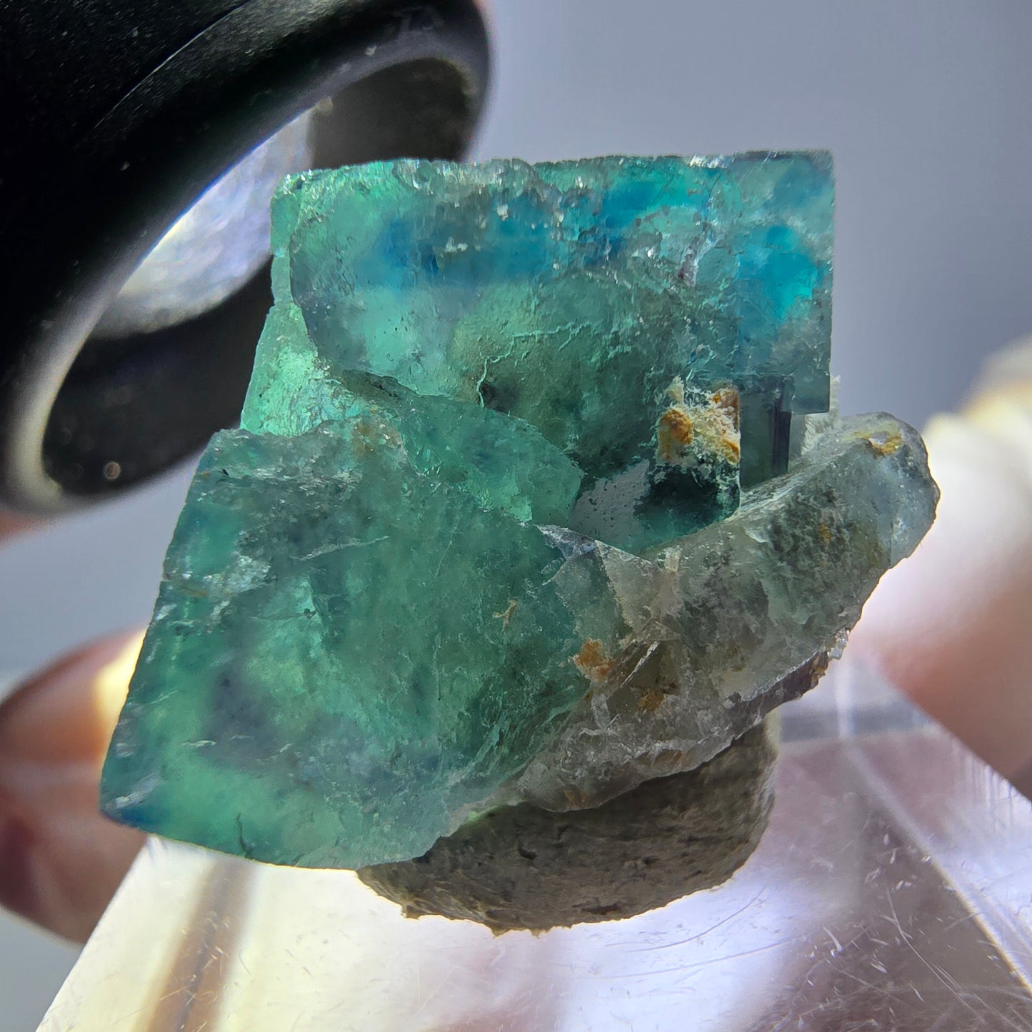 Spécimen de cube de fluorite fantôme, vert parqueté Okorusu, Namibie 22*20*20mm