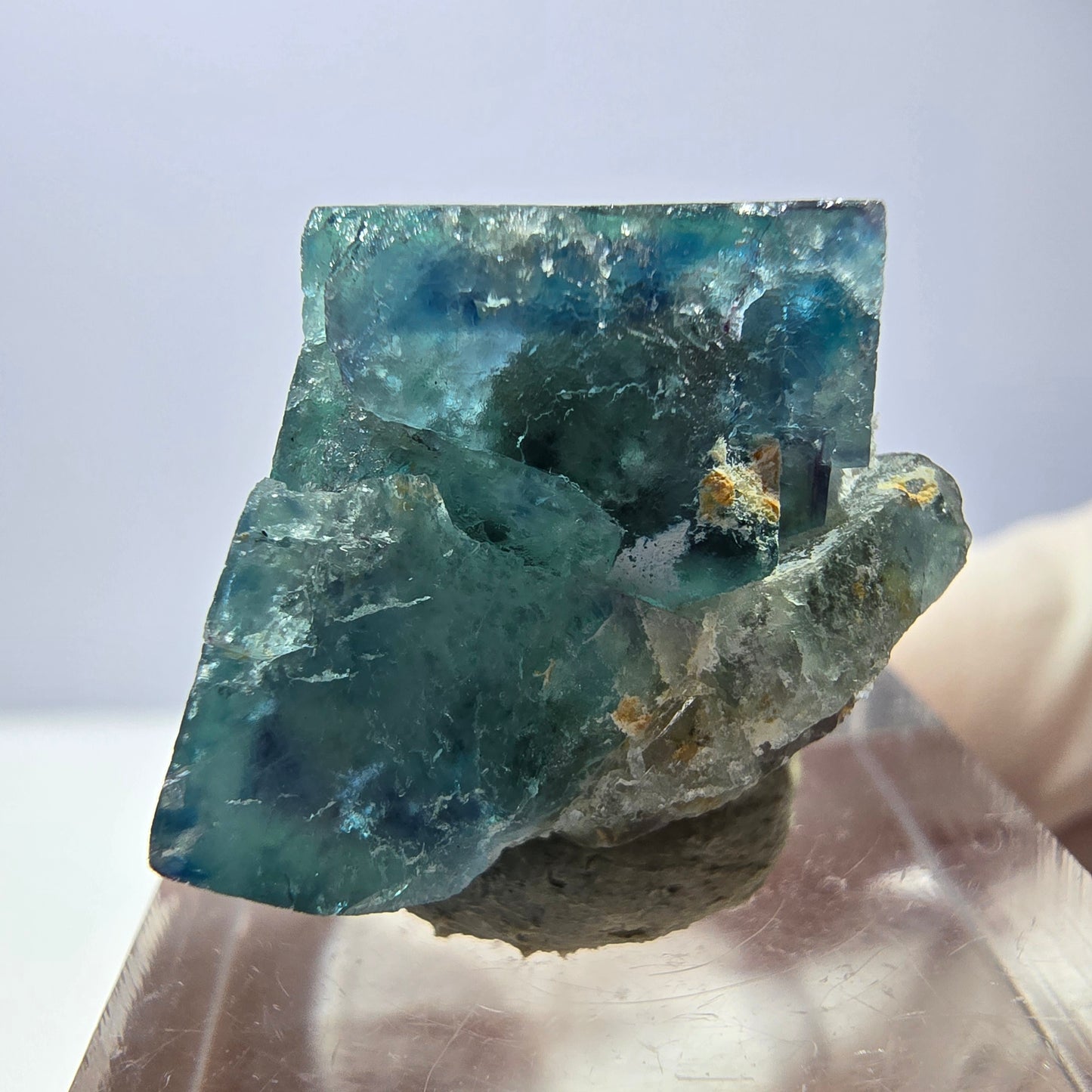 Spécimen de cube de fluorite fantôme, vert parqueté Okorusu, Namibie 22*20*20mm