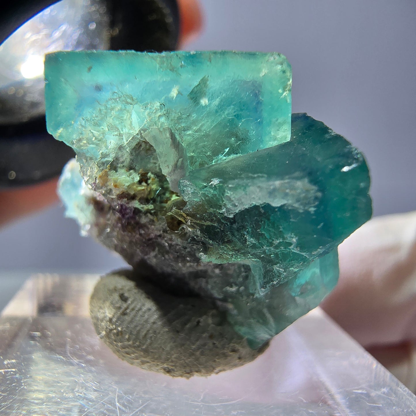 Spécimen de cube de fluorite fantôme, vert parqueté Okorusu, Namibie 22*20*20mm