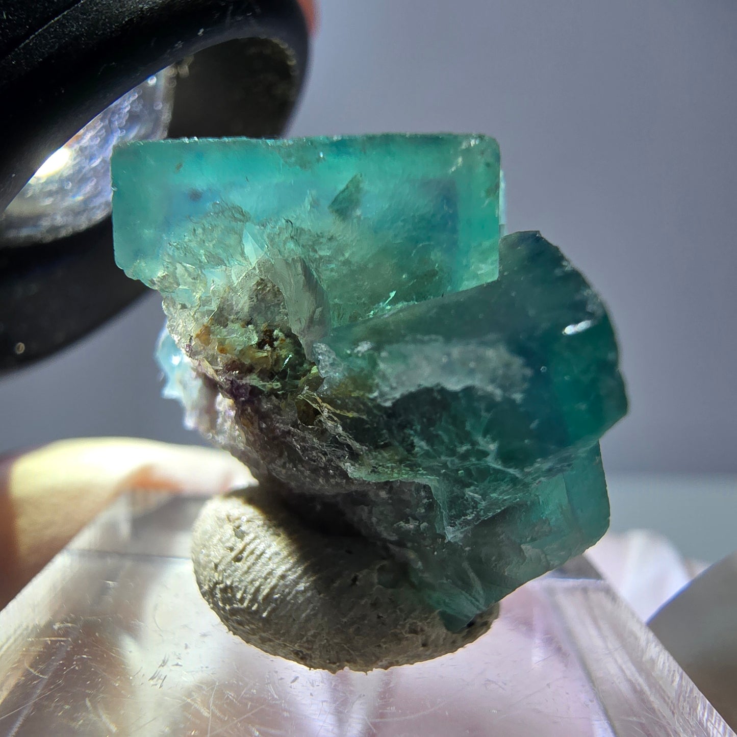 Spécimen de cube de fluorite fantôme, vert parqueté Okorusu, Namibie 22*20*20mm