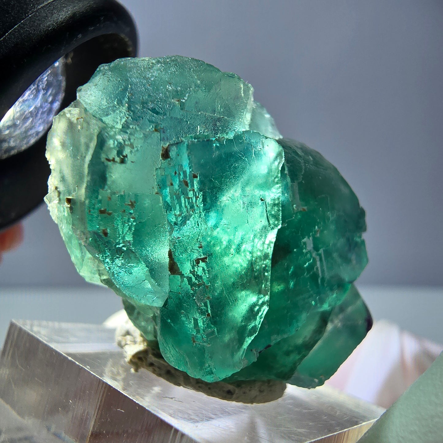 Spécimen de cube de fluorite fantôme, vert parqueté Okorusu, Namibie 39*25*20mm