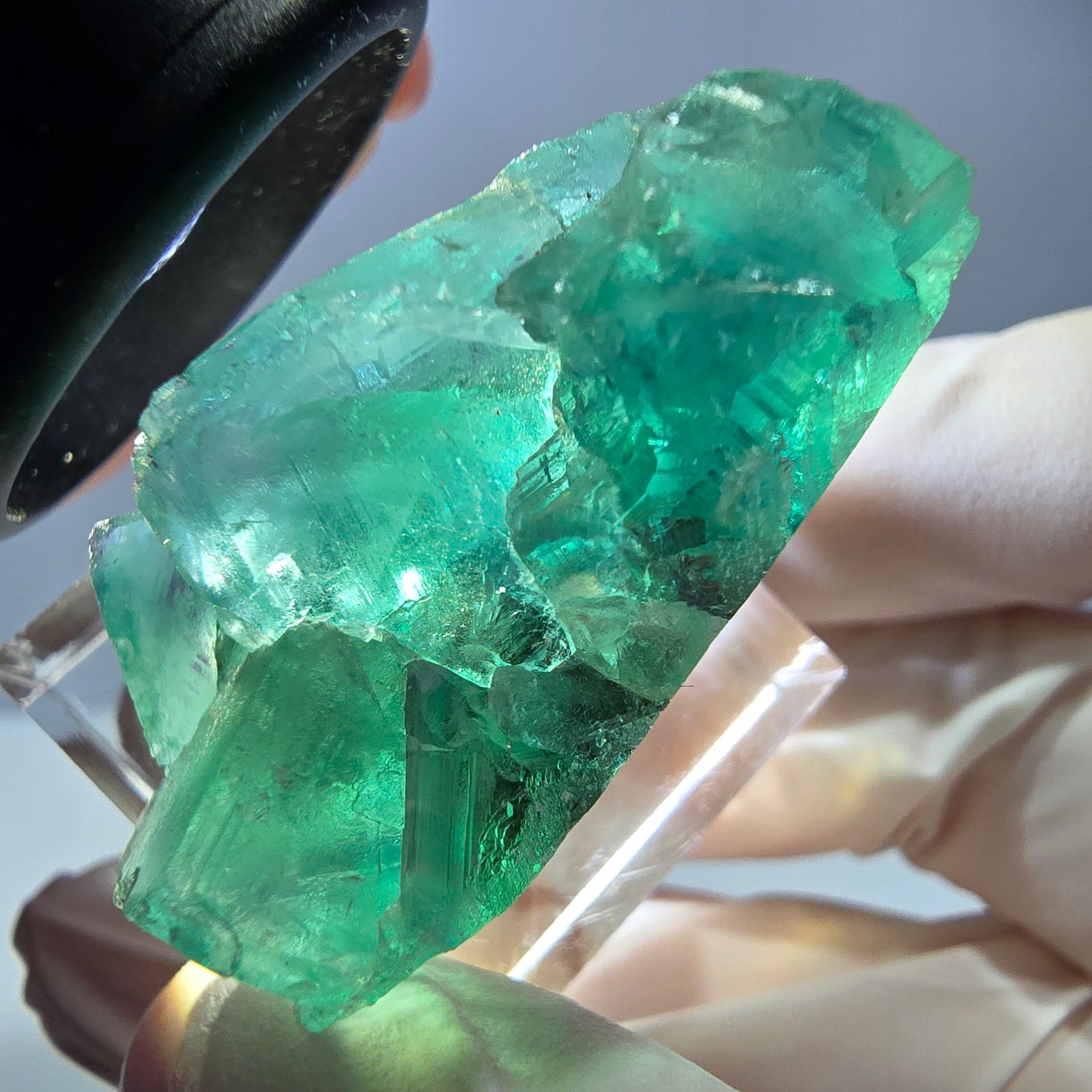 Spécimen de cube de fluorite fantôme, vert parqueté Okorusu, Namibie 39*25*20mm