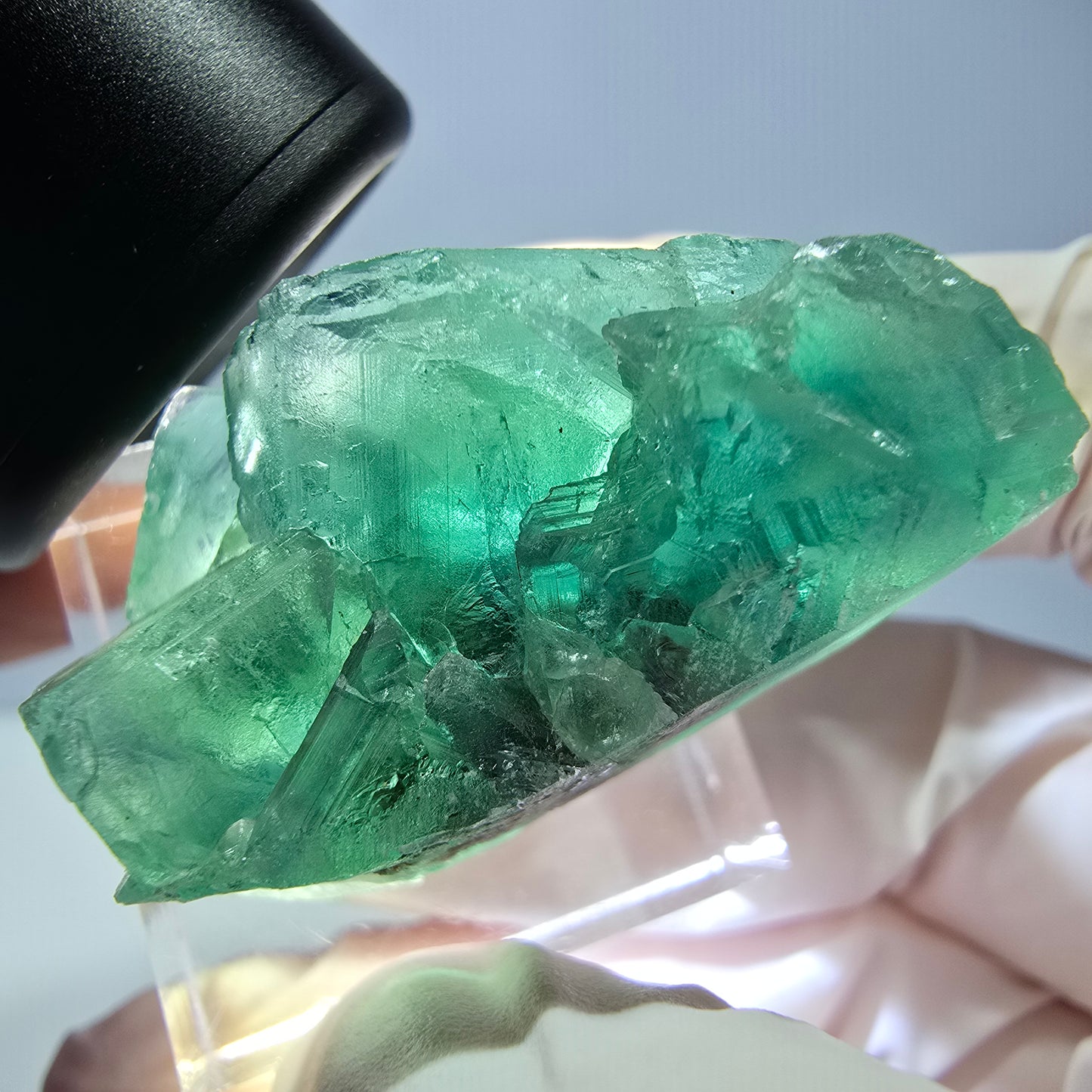Spécimen de cube de fluorite fantôme, vert parqueté Okorusu, Namibie 39*25*20mm