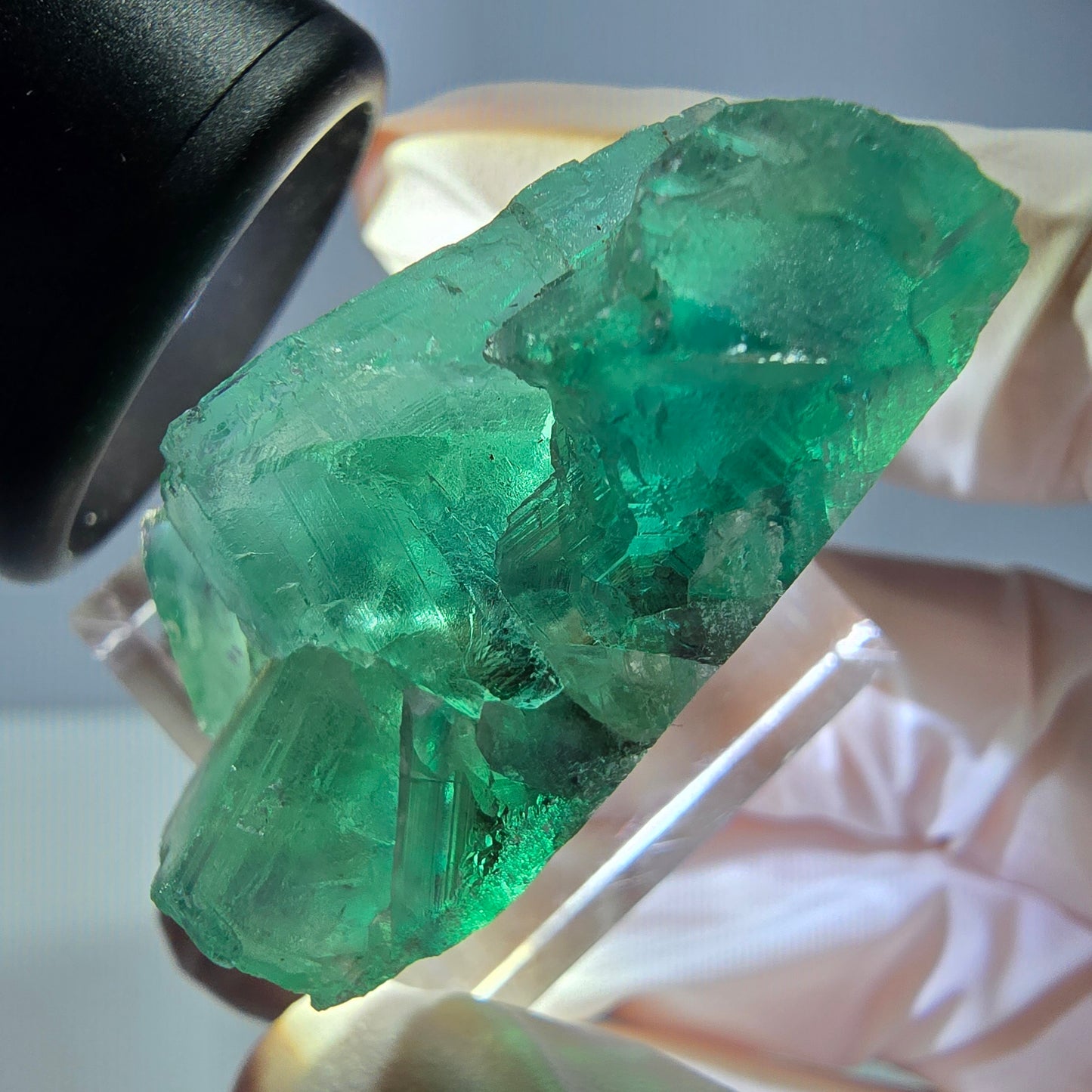 Spécimen de cube de fluorite fantôme, vert parqueté Okorusu, Namibie 39*25*20mm