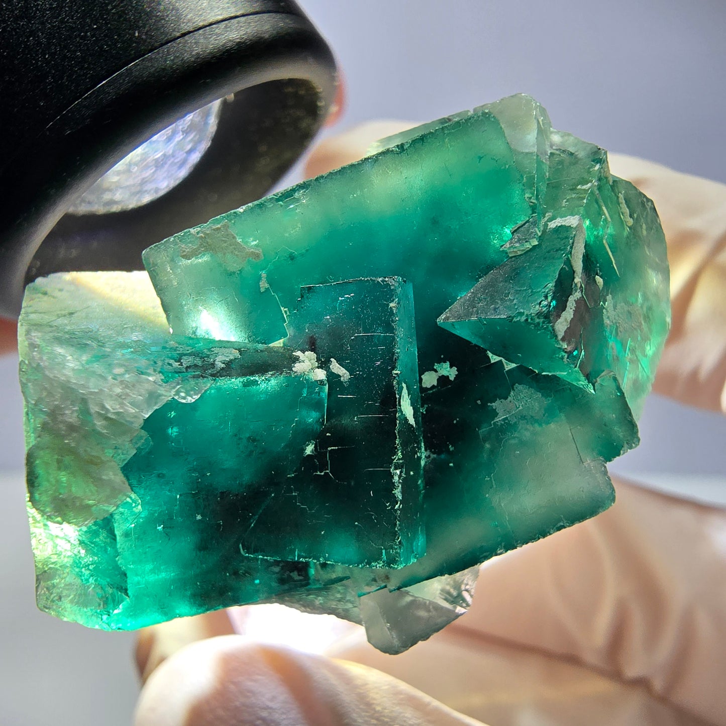 Spécimen de cube de fluorite fantôme, vert parqueté Okorusu, Namibie 40*31*23mm