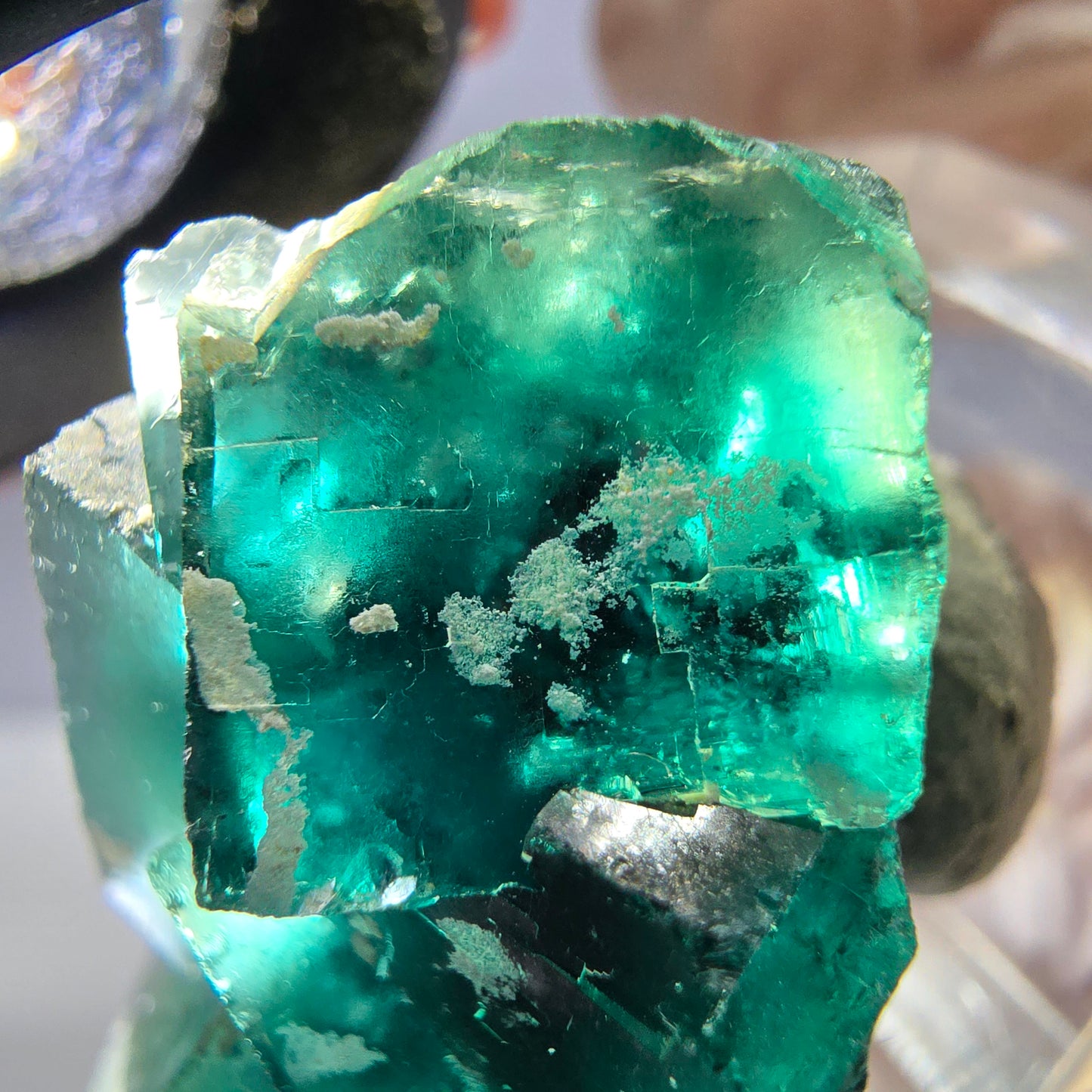 Spécimen de cube de fluorite fantôme, vert parqueté Okorusu, Namibie 40*31*23mm
