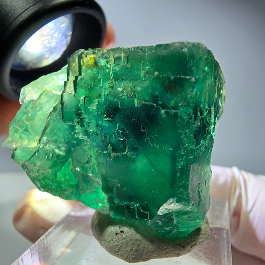 Phantom Fluorit Würfel Stufe, parkettiert grün Okorusu, Namibia 34*28*23mm