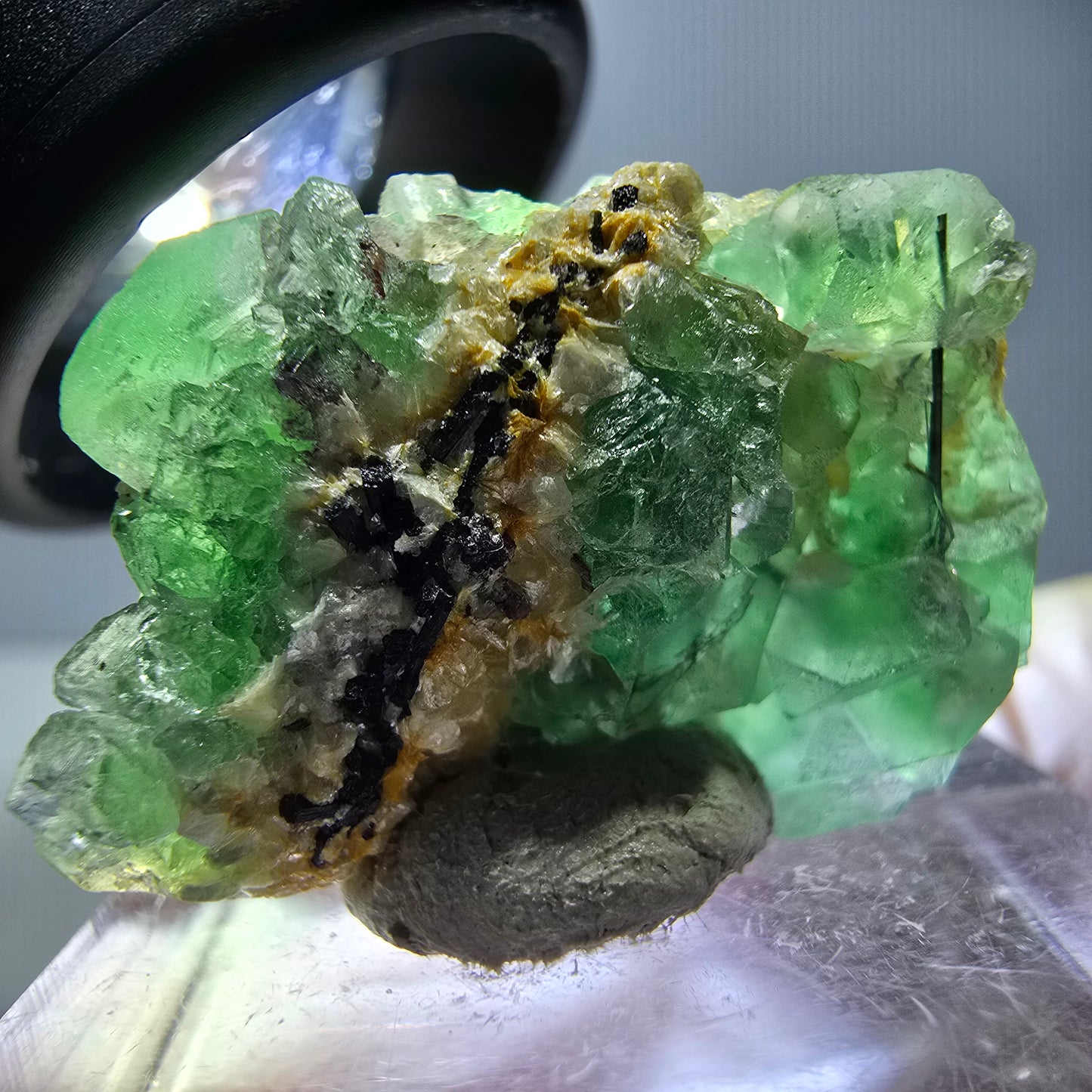 Phantom Fluorit, Schörl Turmalin Stufe, grün Erongo, Namibia 28*20*14mm