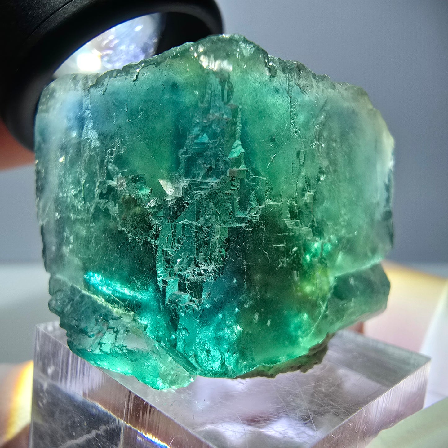 Spécimen de cube de fluorite fantôme, vert parqueté Okorusu, Namibie 29*26*25 mm