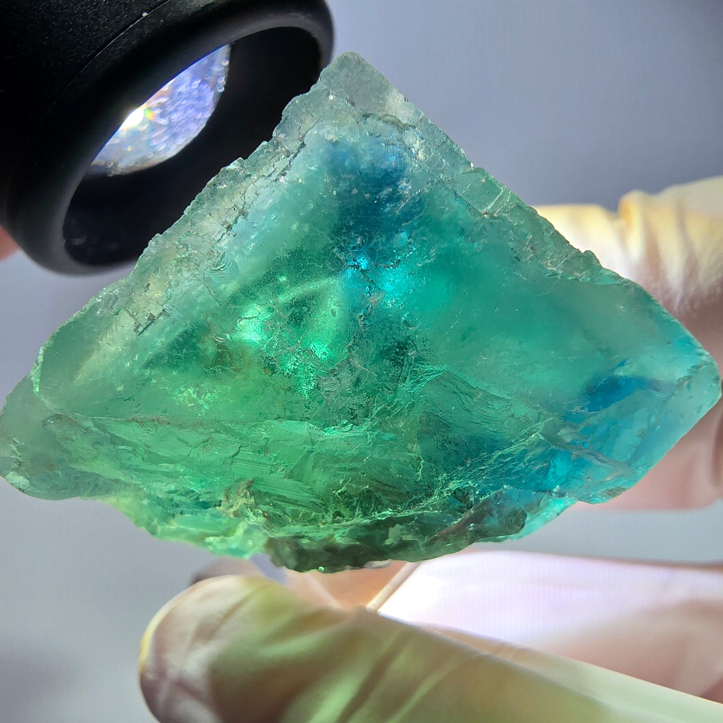 Spécimen de cube de fluorite fantôme, vert parqueté Okorusu, Namibie 29*26*25 mm