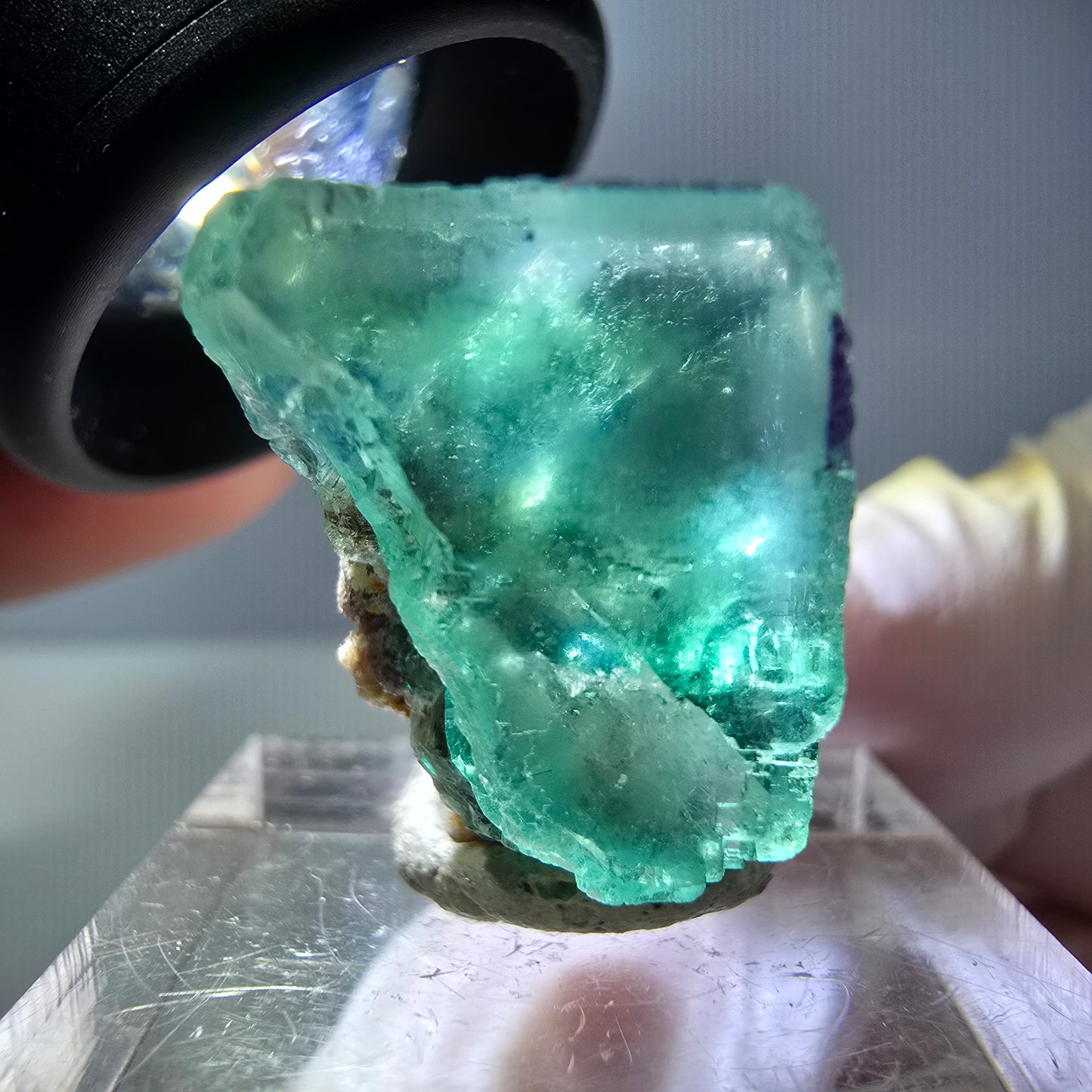 Spécimen de cube de fluorite fantôme, vert parqueté Okorusu, Namibie 21*20*15 mm