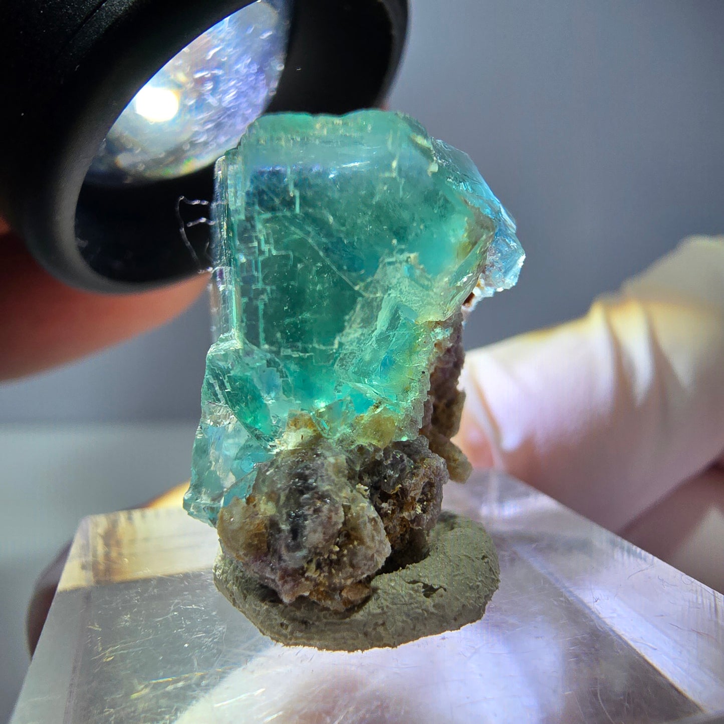 Spécimen de cube de fluorite fantôme, vert parqueté Okorusu, Namibie 21*20*15 mm