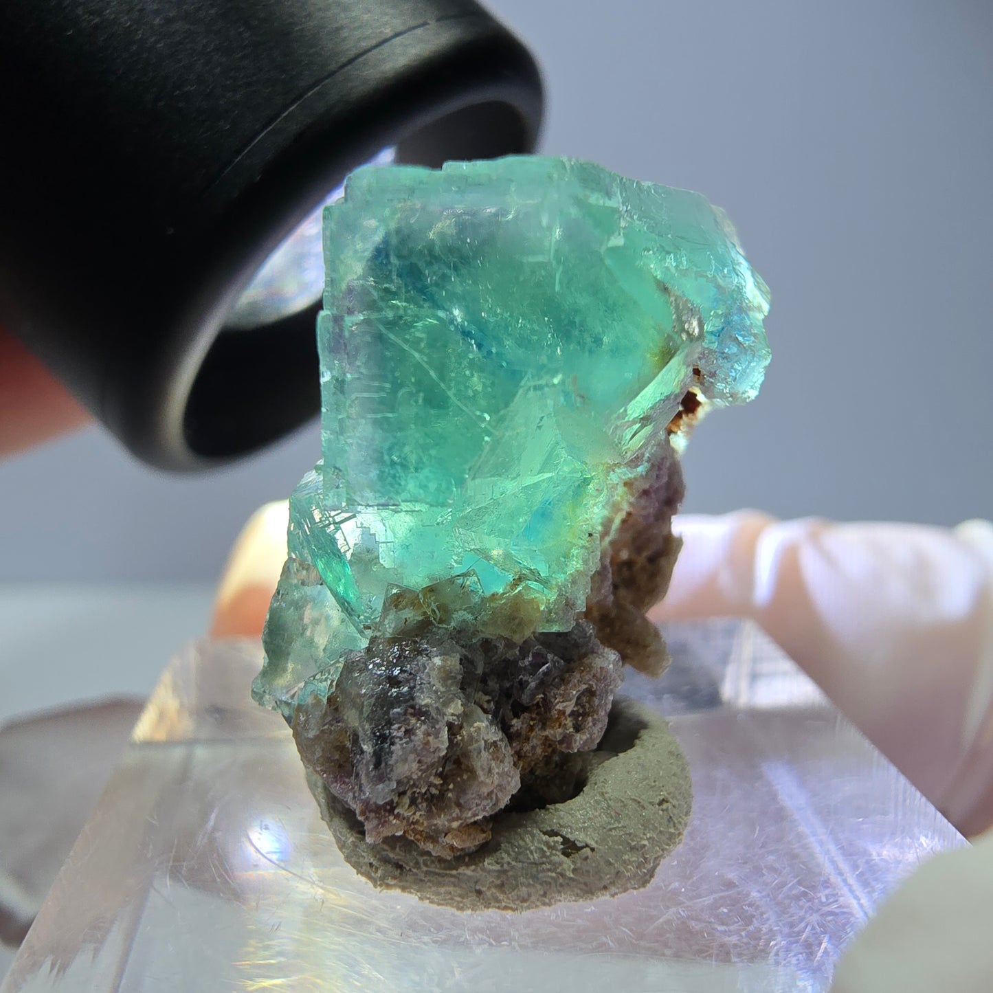 Spécimen de cube de fluorite fantôme, vert parqueté Okorusu, Namibie 21*20*15 mm