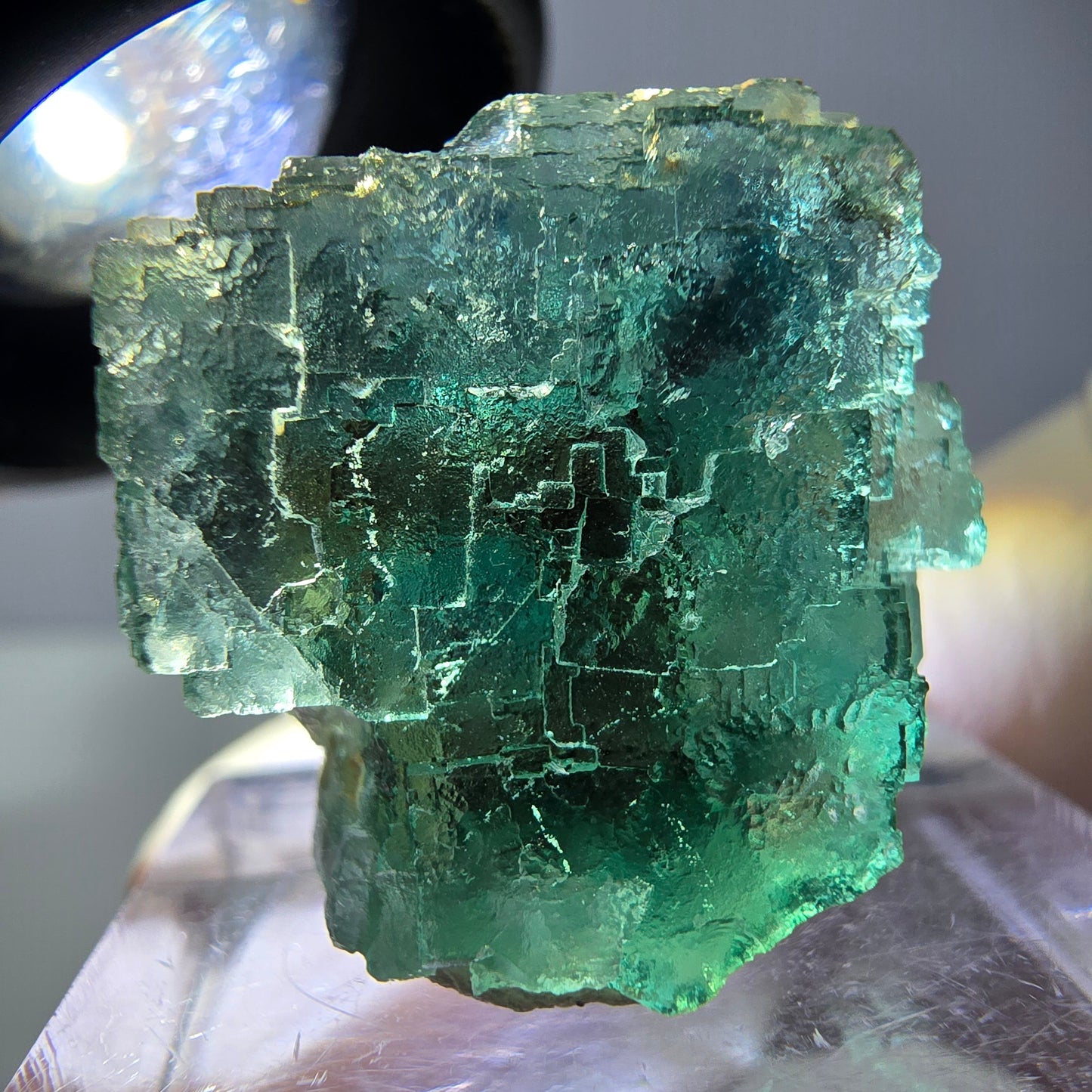 Spécimen de cube de fluorite fantôme, vert parqueté Okorusu, Namibie 21*21*18 mm
