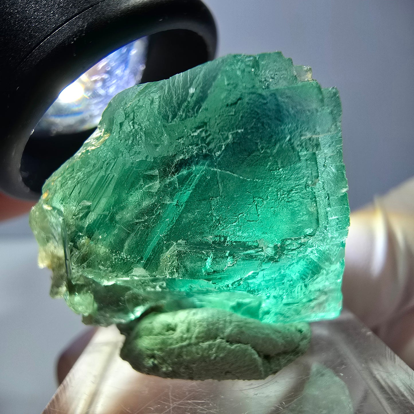 Phantom Fluorit Würfel Stufe, parkettiert grün Okorusu, Namibia 30*28*24mm
