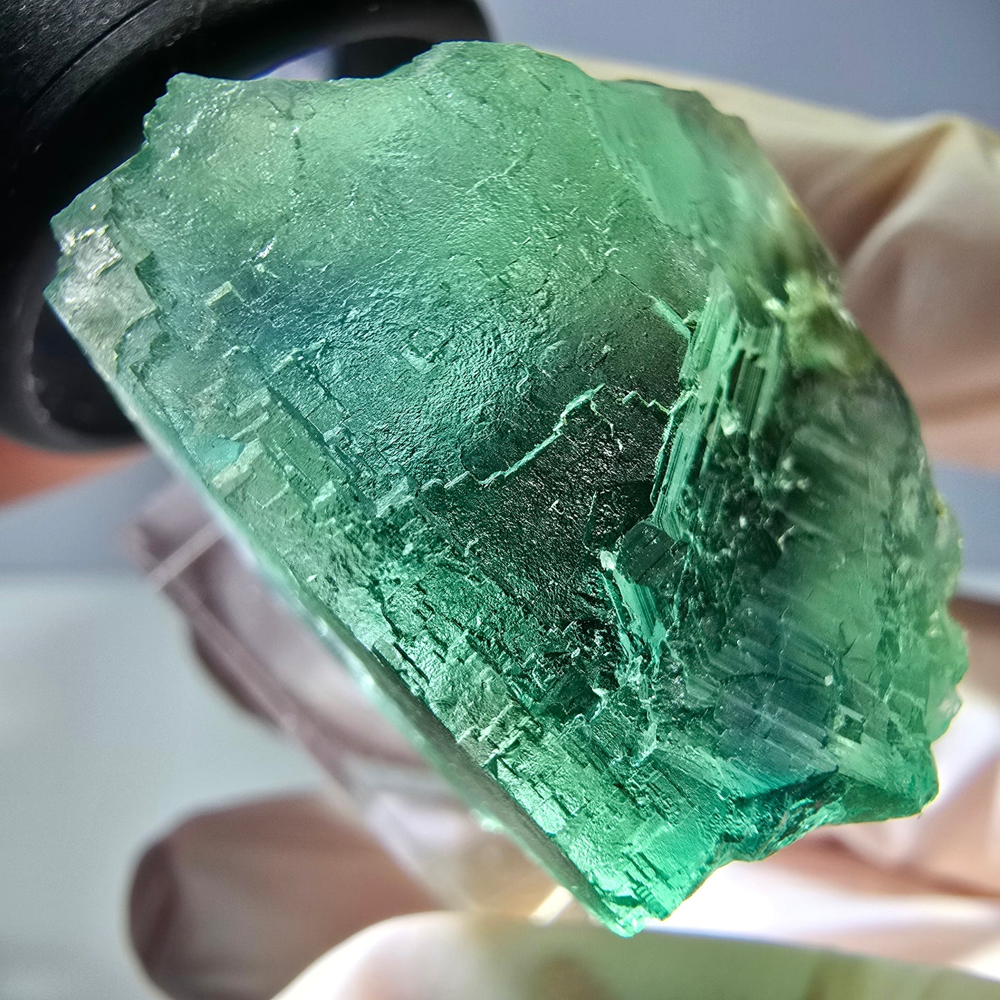 Phantom Fluorit Würfel Stufe, parkettiert grün Okorusu, Namibia 30*28*24mm