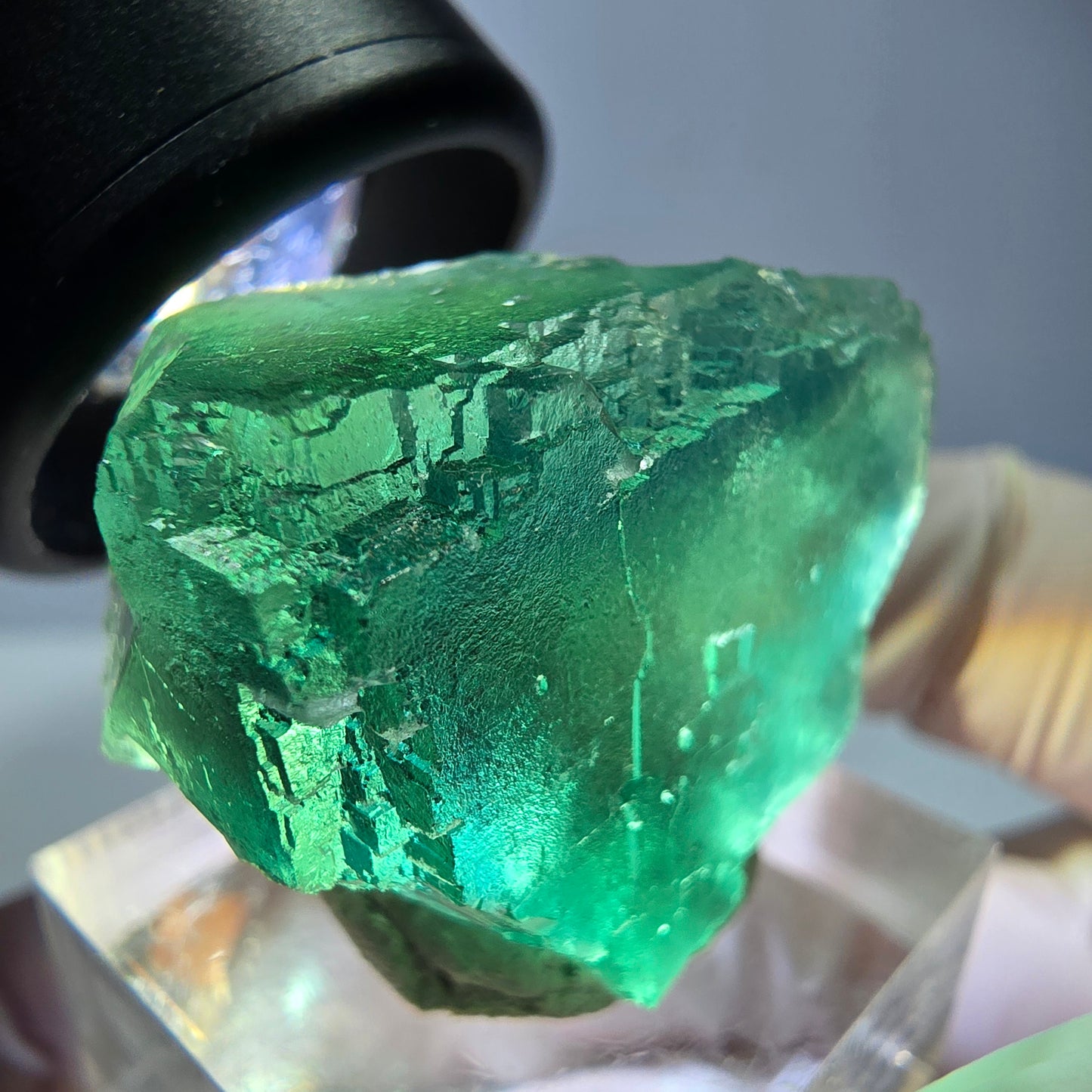 Phantom Fluorit Würfel Stufe, parkettiert grün Okorusu, Namibia 30*28*24mm
