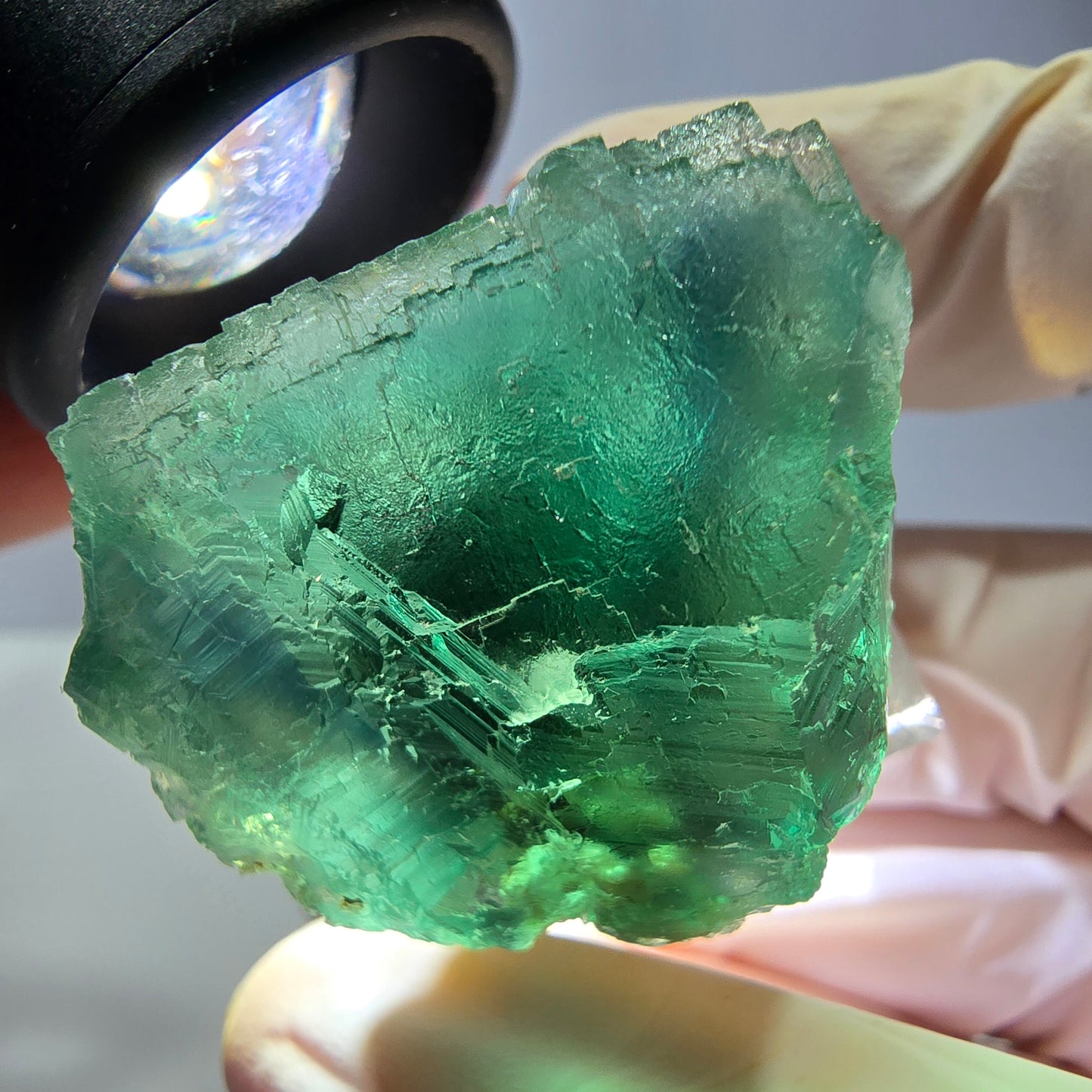Phantom Fluorit Würfel Stufe, parkettiert grün Okorusu, Namibia 30*28*24mm