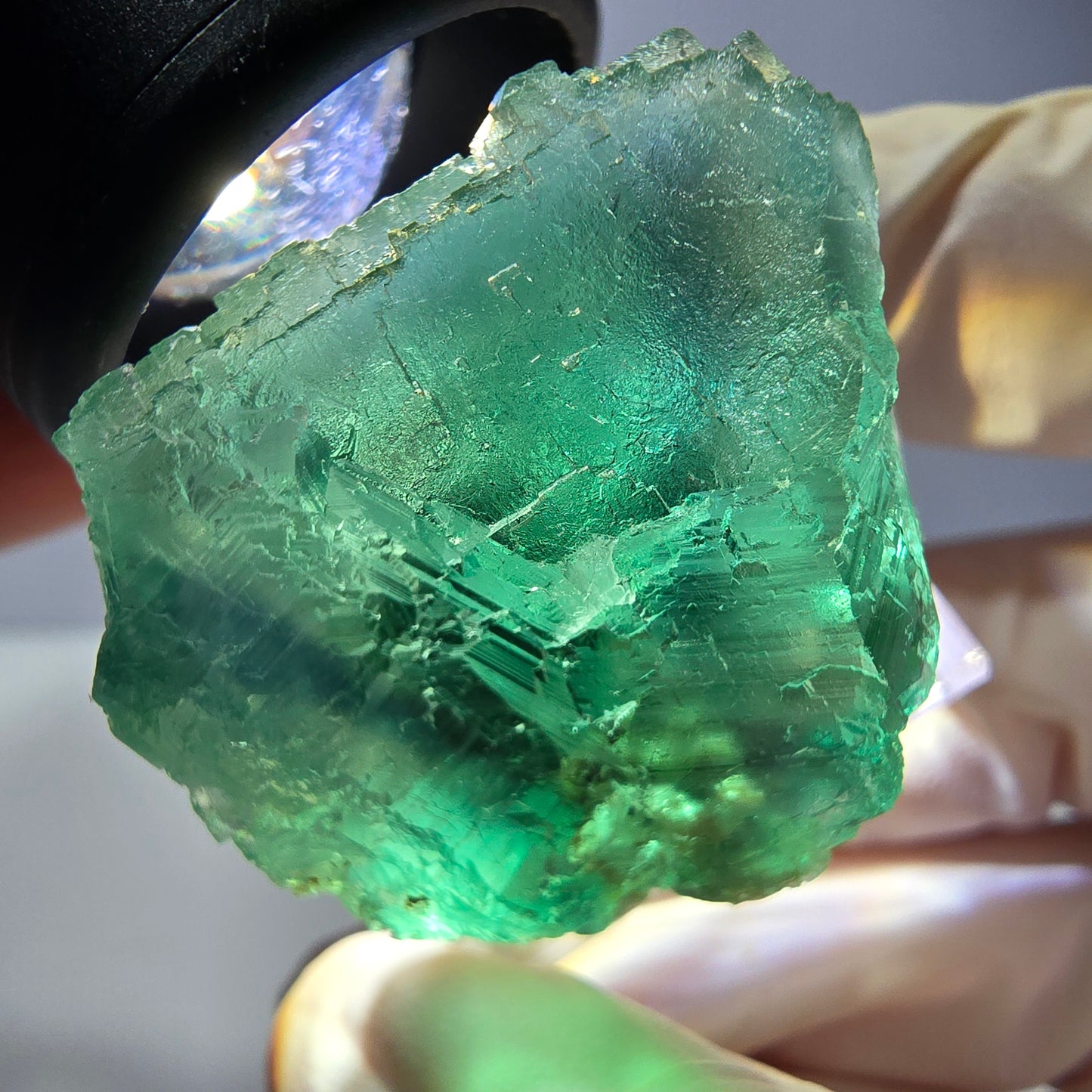 Phantom Fluorit Würfel Stufe, parkettiert grün Okorusu, Namibia 30*28*24mm