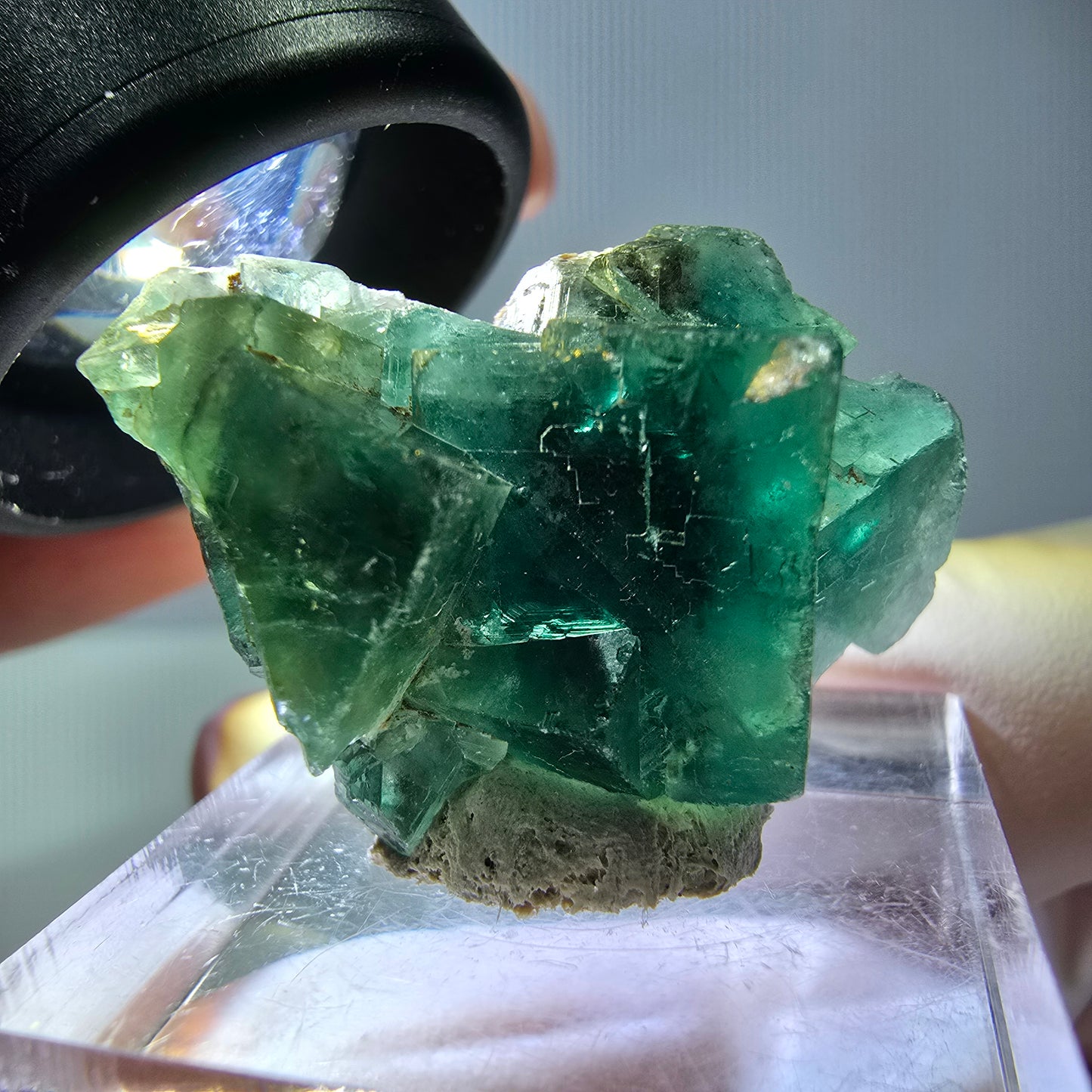 Phantom Fluorit Würfel Stufe, parkettiert grün Okorusu, Namibia 25*23*15mm