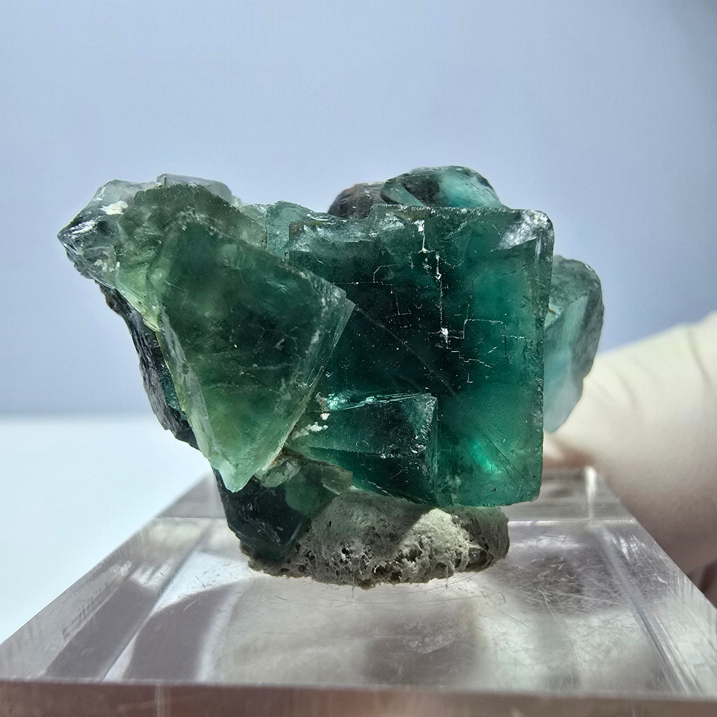 Phantom Fluorit Würfel Stufe, parkettiert grün Okorusu, Namibia 25*23*15mm