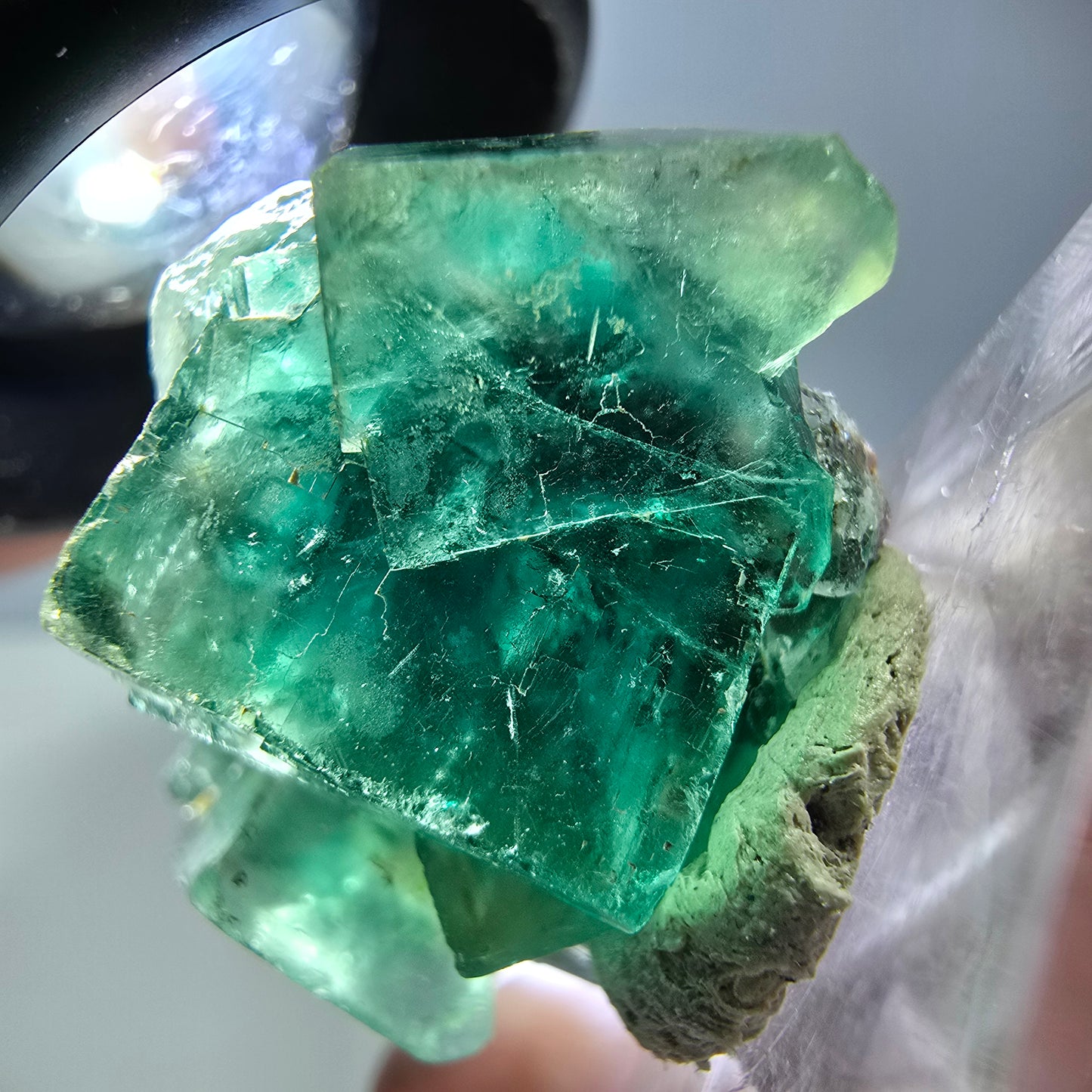Phantom Fluorit Würfel Stufe, parkettiert grün Okorusu, Namibia 25*23*15mm