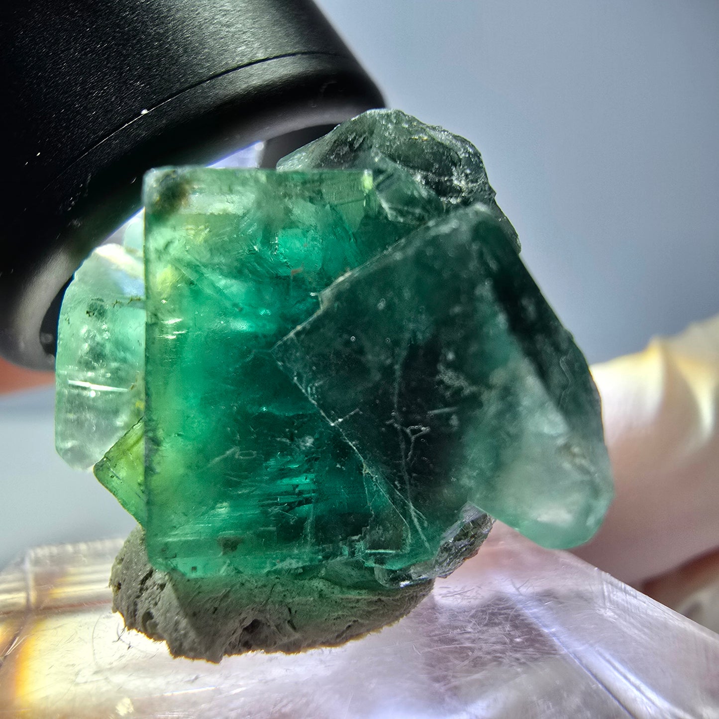 Phantom Fluorit Würfel Stufe, parkettiert grün Okorusu, Namibia 25*23*15mm