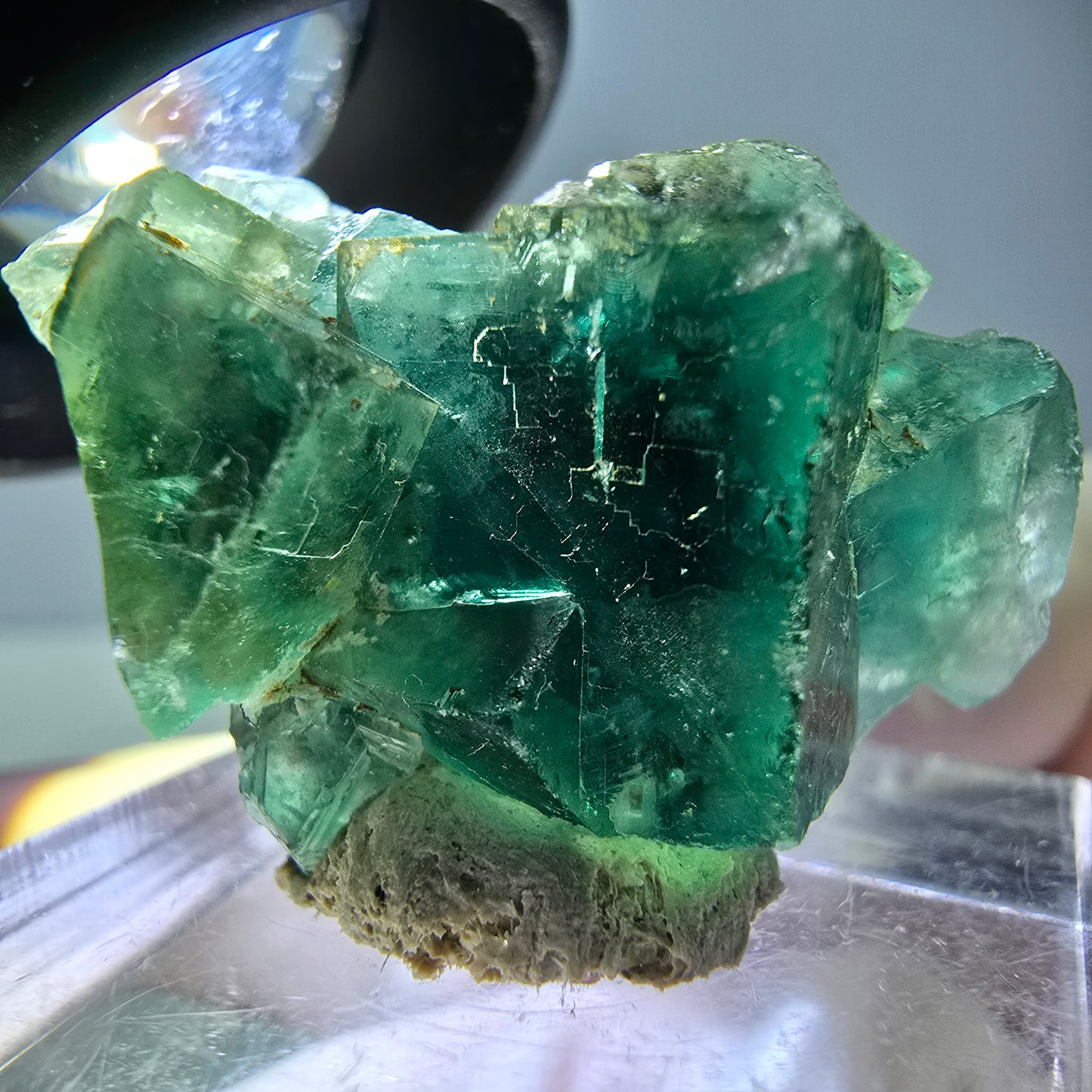 Phantom Fluorit Würfel Stufe, parkettiert grün Okorusu, Namibia 25*23*15mm