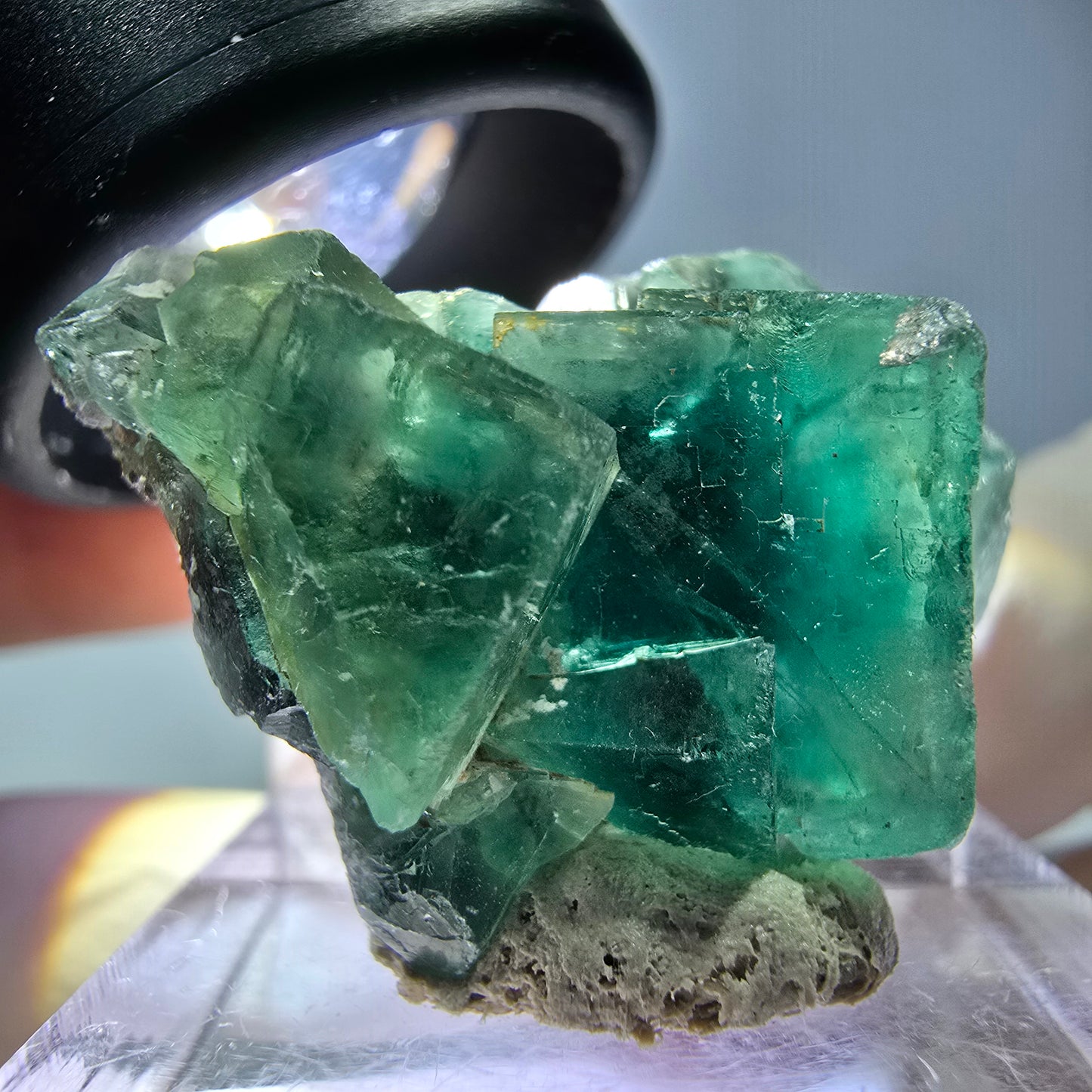 Phantom Fluorit Würfel Stufe, parkettiert grün Okorusu, Namibia 25*23*15mm