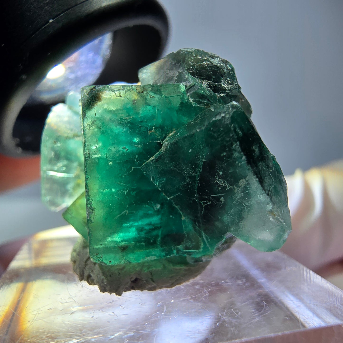 Phantom Fluorit Würfel Stufe, parkettiert grün Okorusu, Namibia 25*23*15mm