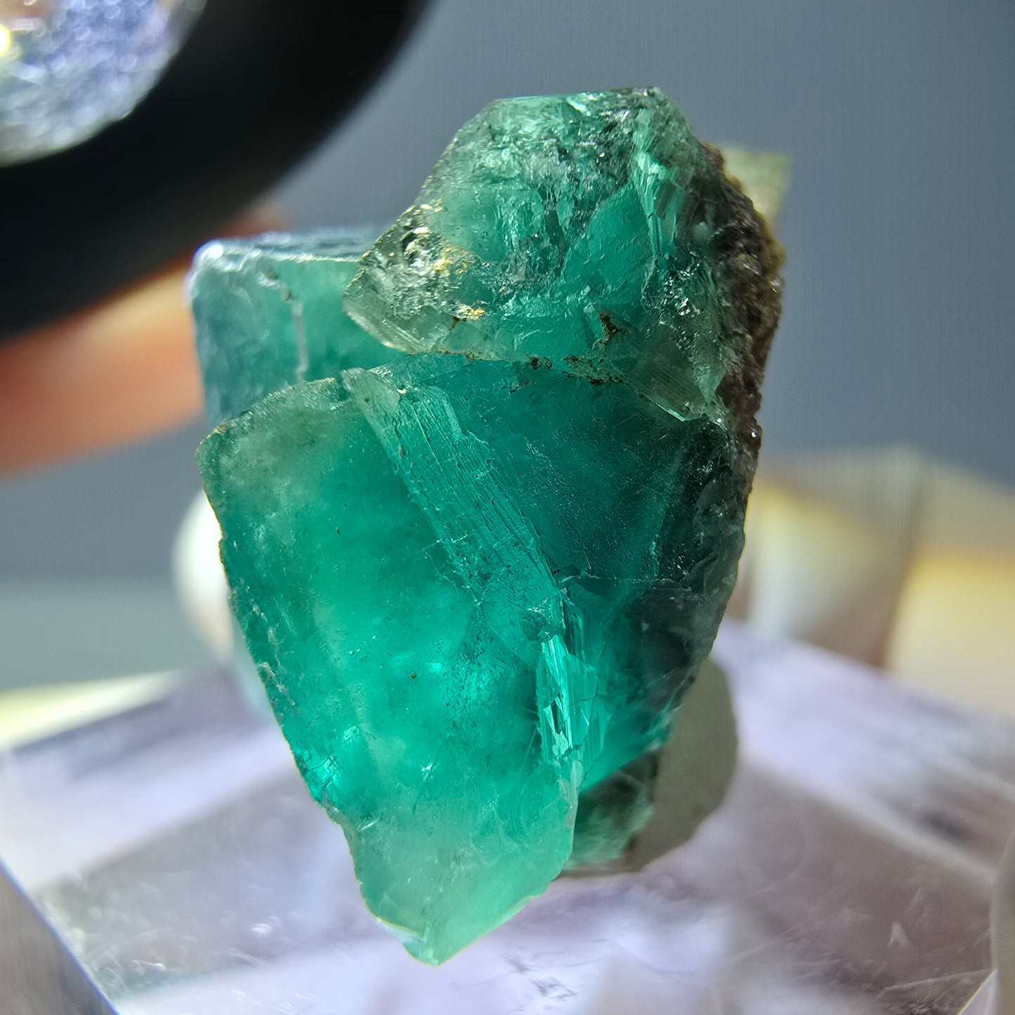 Phantom Fluorit Würfel Stufe, parkettiert grün Okorusu, Namibia 25*23*15mm