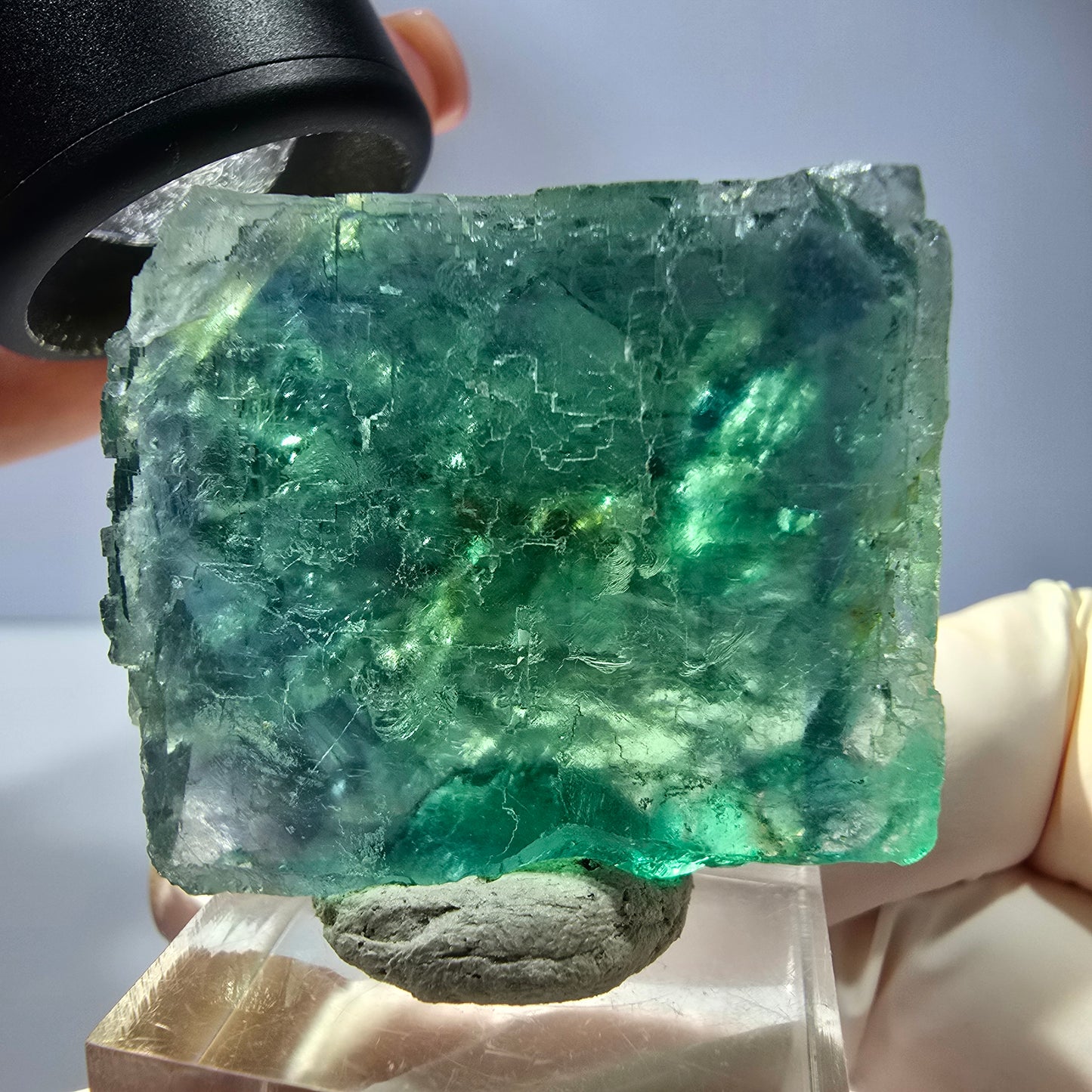 Phantom Fluorit Würfel Stufe, parkettiert grün Okorusu, Namibia 38*33*20mm