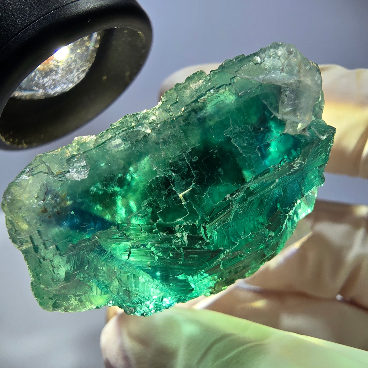 Phantom Fluorit Würfel Stufe, parkettiert grün Okorusu, Namibia 38*33*20mm
