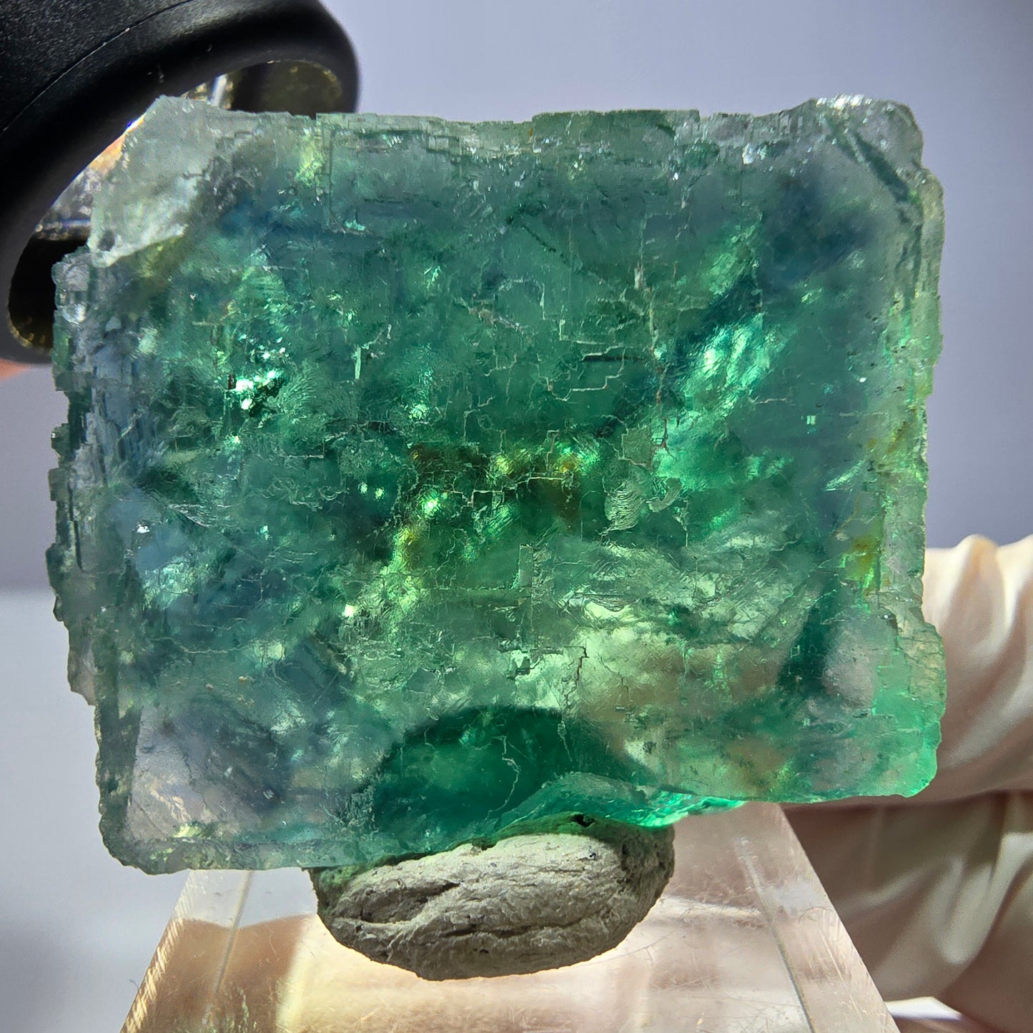 Phantom Fluorit Würfel Stufe, parkettiert grün Okorusu, Namibia 38*33*20mm
