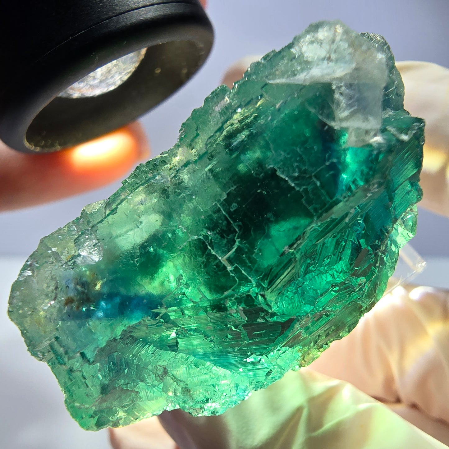 Phantom Fluorit Würfel Stufe, parkettiert grün Okorusu, Namibia 38*33*20mm