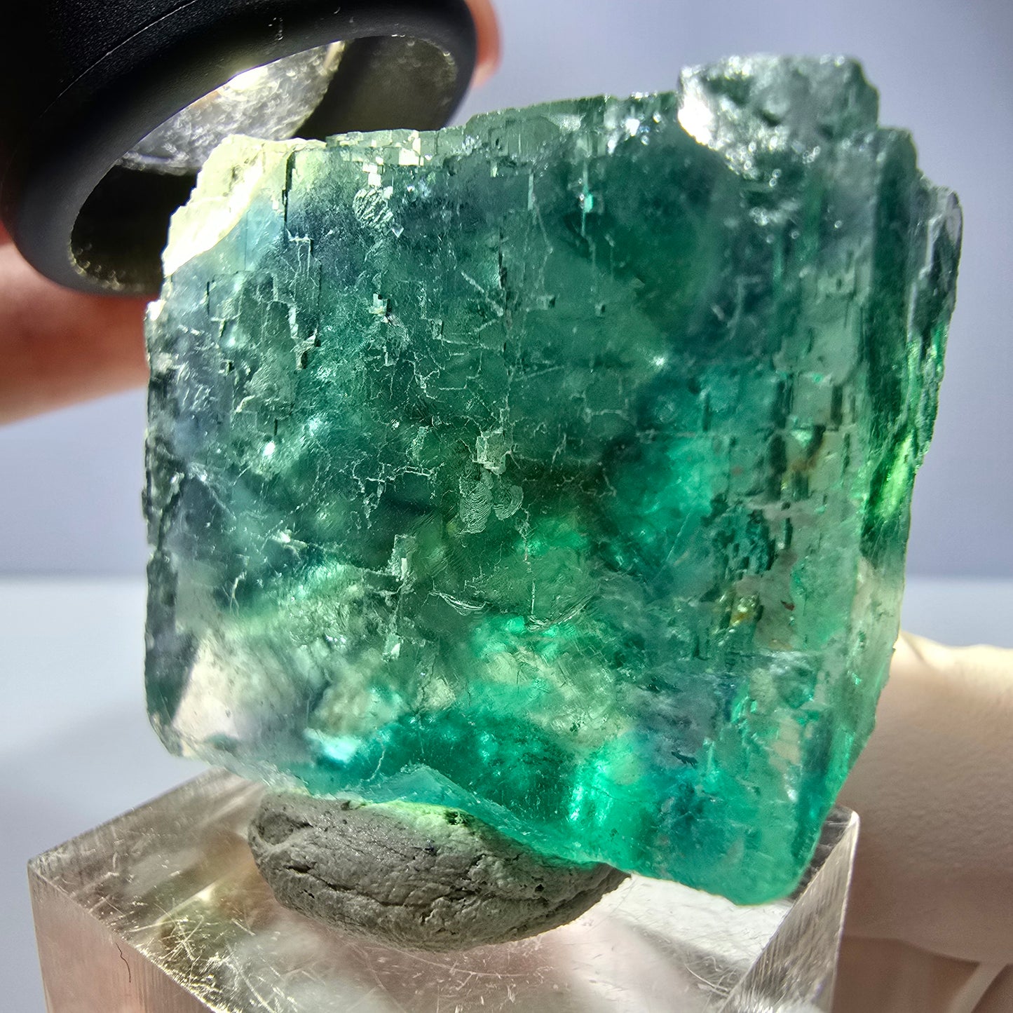 Phantom Fluorit Würfel Stufe, parkettiert grün Okorusu, Namibia 38*33*20mm