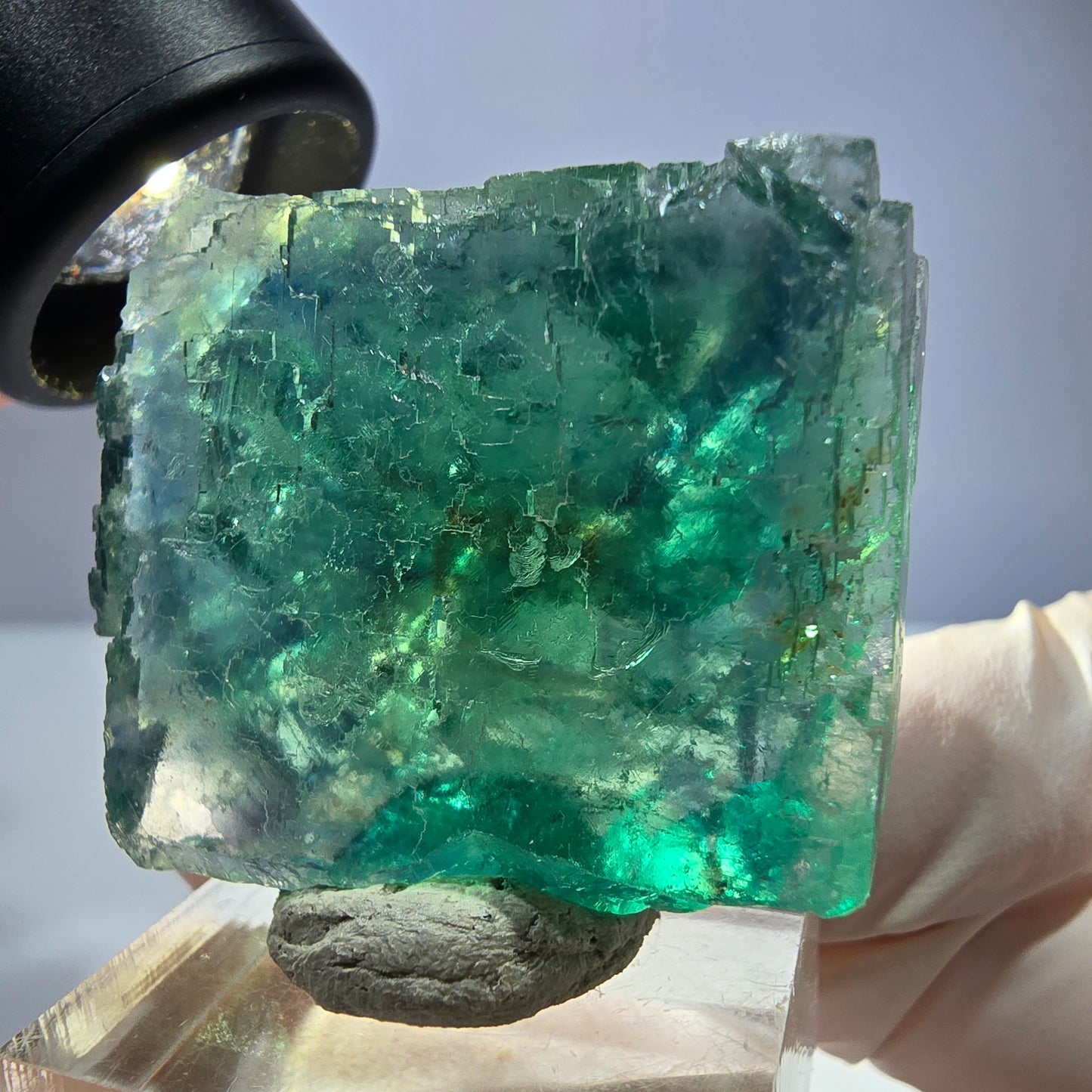 Phantom Fluorit Würfel Stufe, parkettiert grün Okorusu, Namibia 38*33*20mm