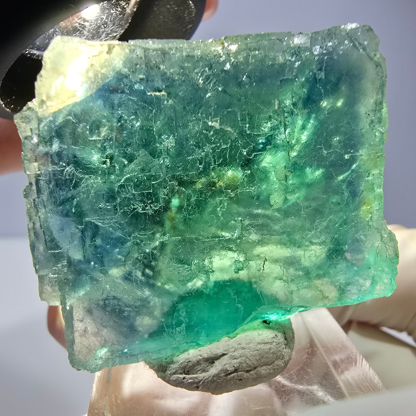 Phantom Fluorit Würfel Stufe, parkettiert grün Okorusu, Namibia 38*33*20mm